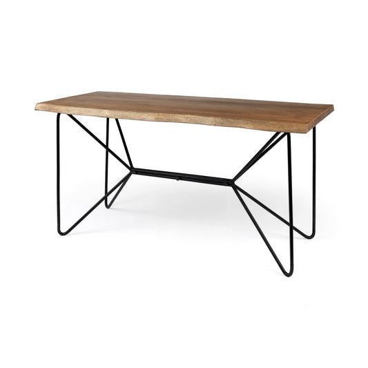 Papillion Office Desk Natural Wood | Black Iron