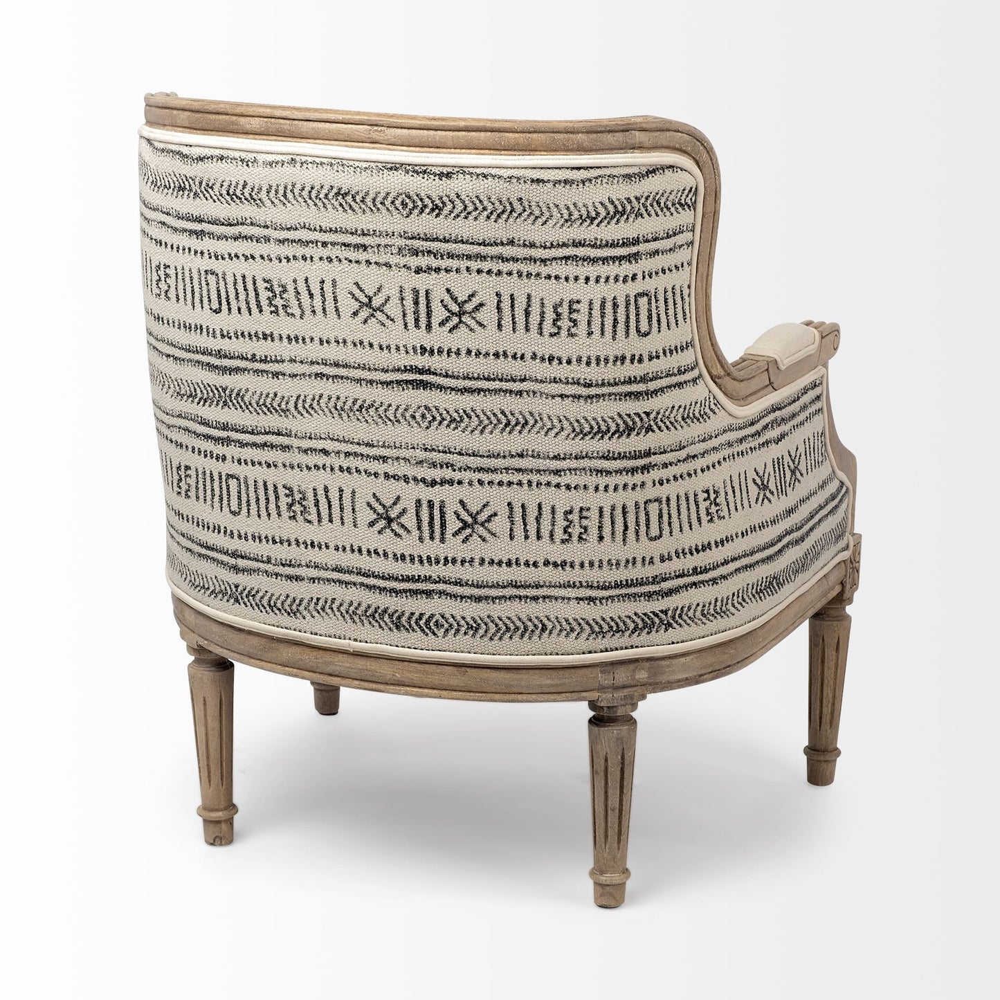 Elizabeth Upholstered Accent Chair Cream Fabric | Brown Wood - accent-chairs