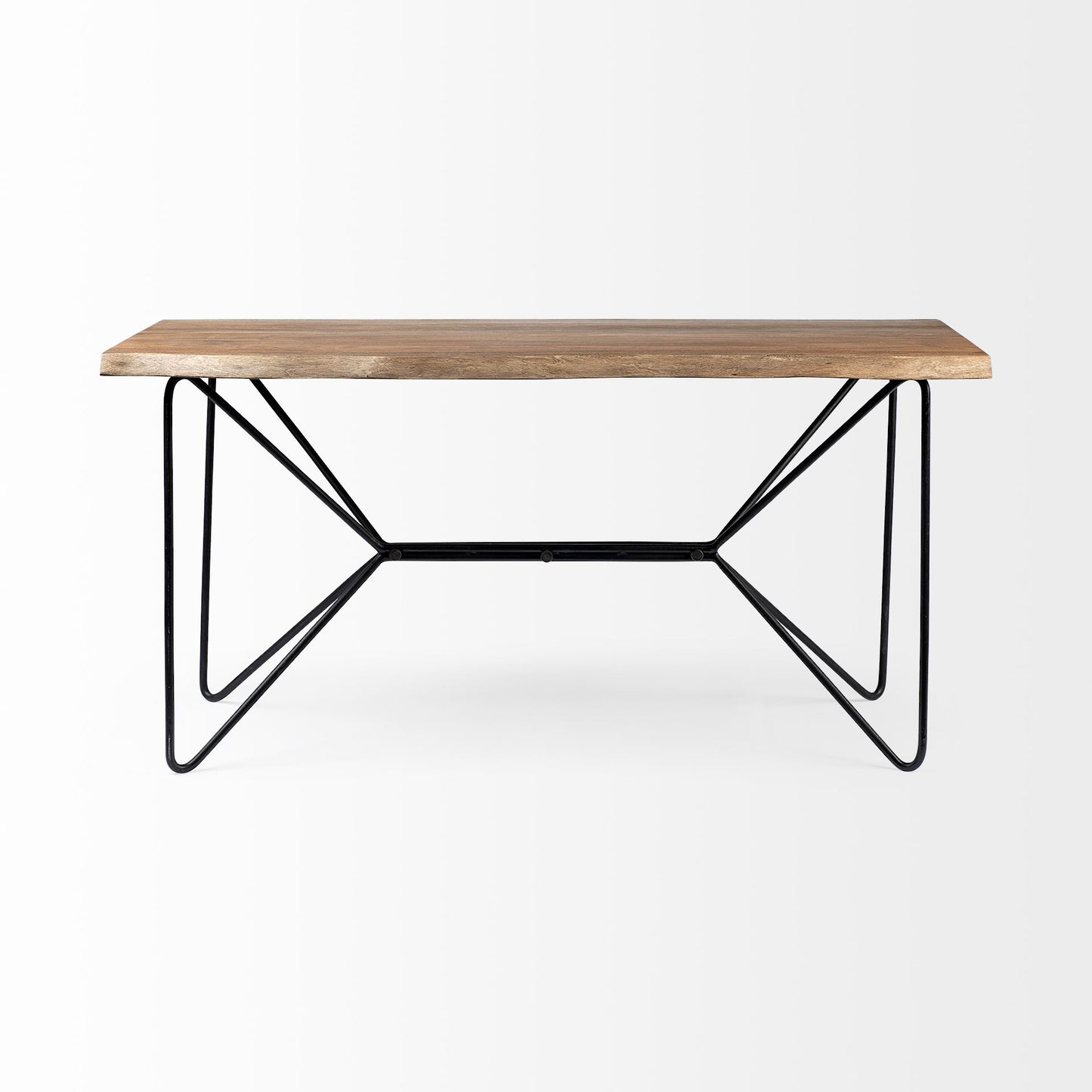 Papillion IV 60L x 26W Natural Solid Wood and Live Edge Iron Office Desk