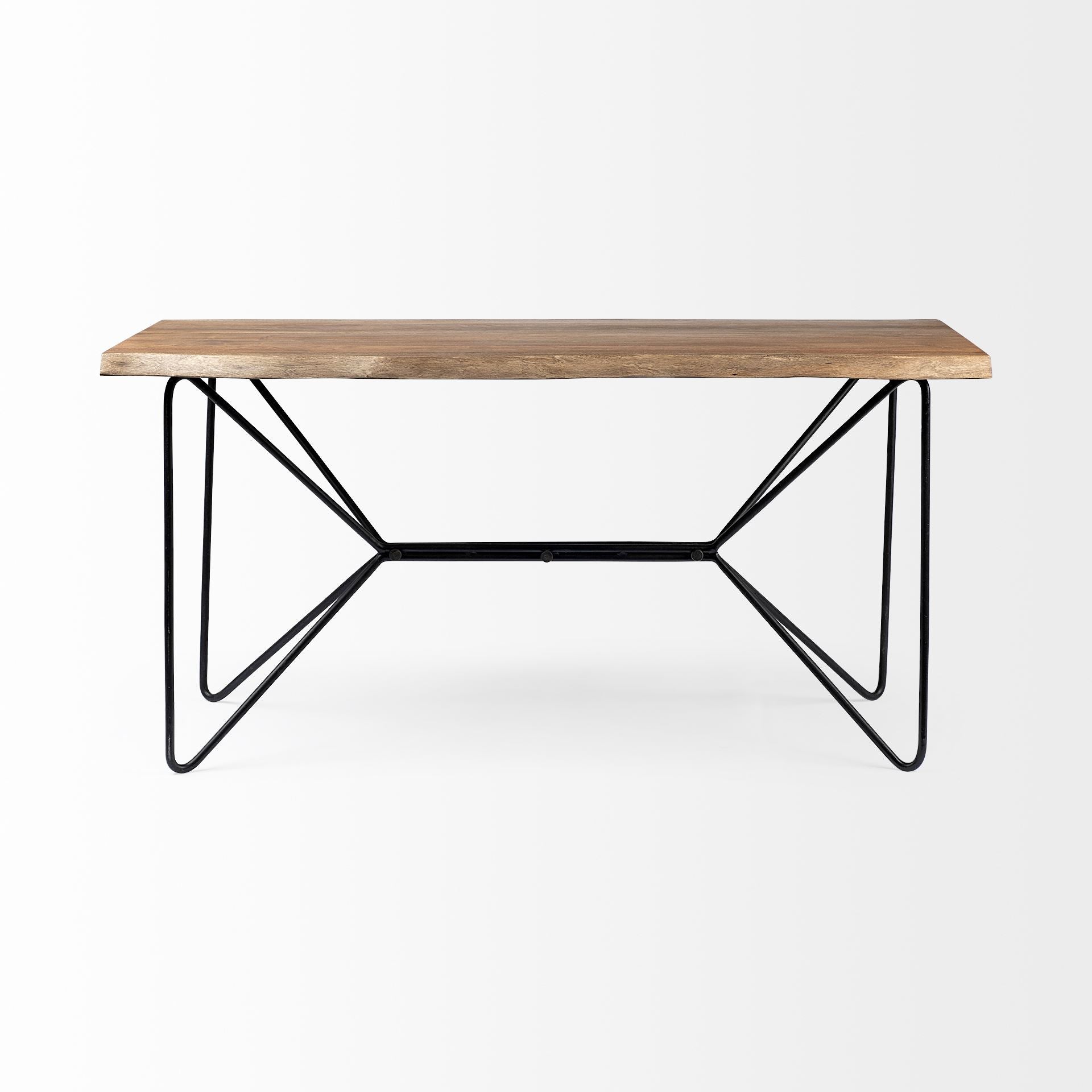 Papillion IV 60L x 26W Natural Solid Wood and Live Edge Iron Office Desk