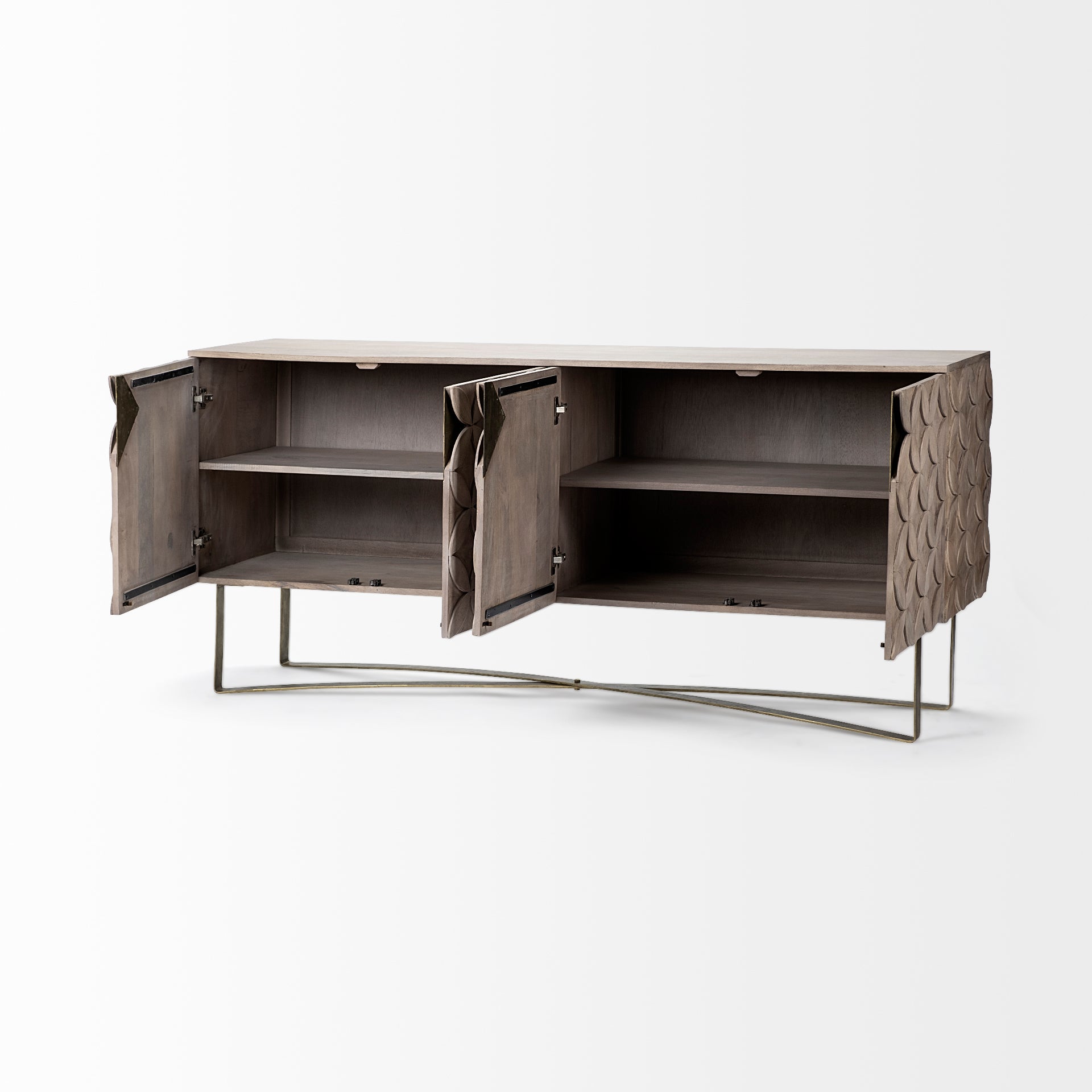 Excelsior Sideboard Brown Wood | Gold Metal - sideboards-and-buffets