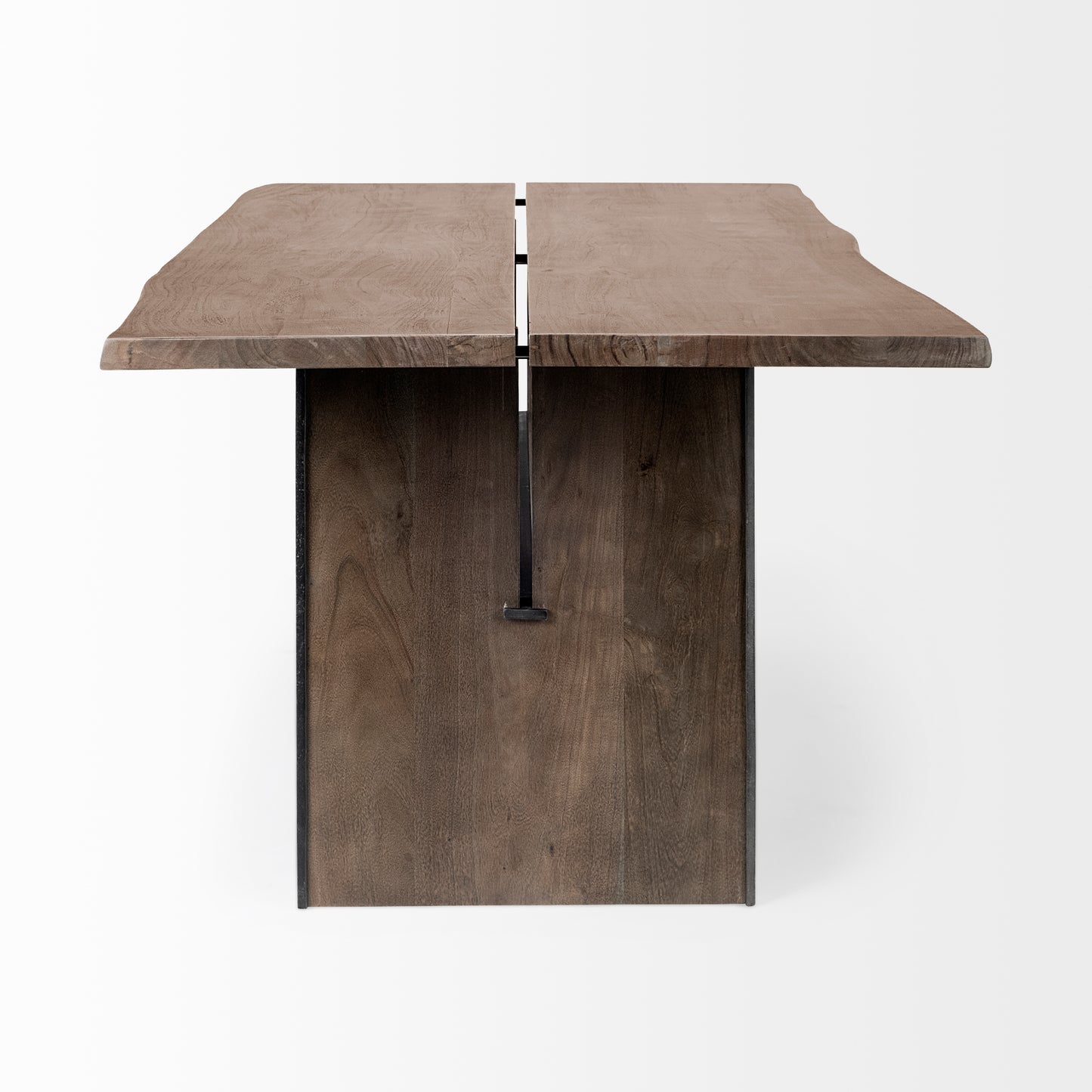 Ledger Dining Table Brown Wood | Black Metal - dining-table