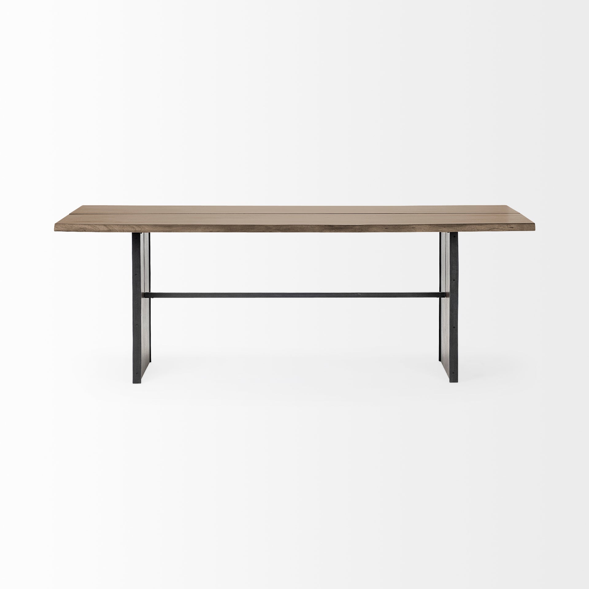 Ledger Dining Table Brown Wood | Black Metal - dining-table