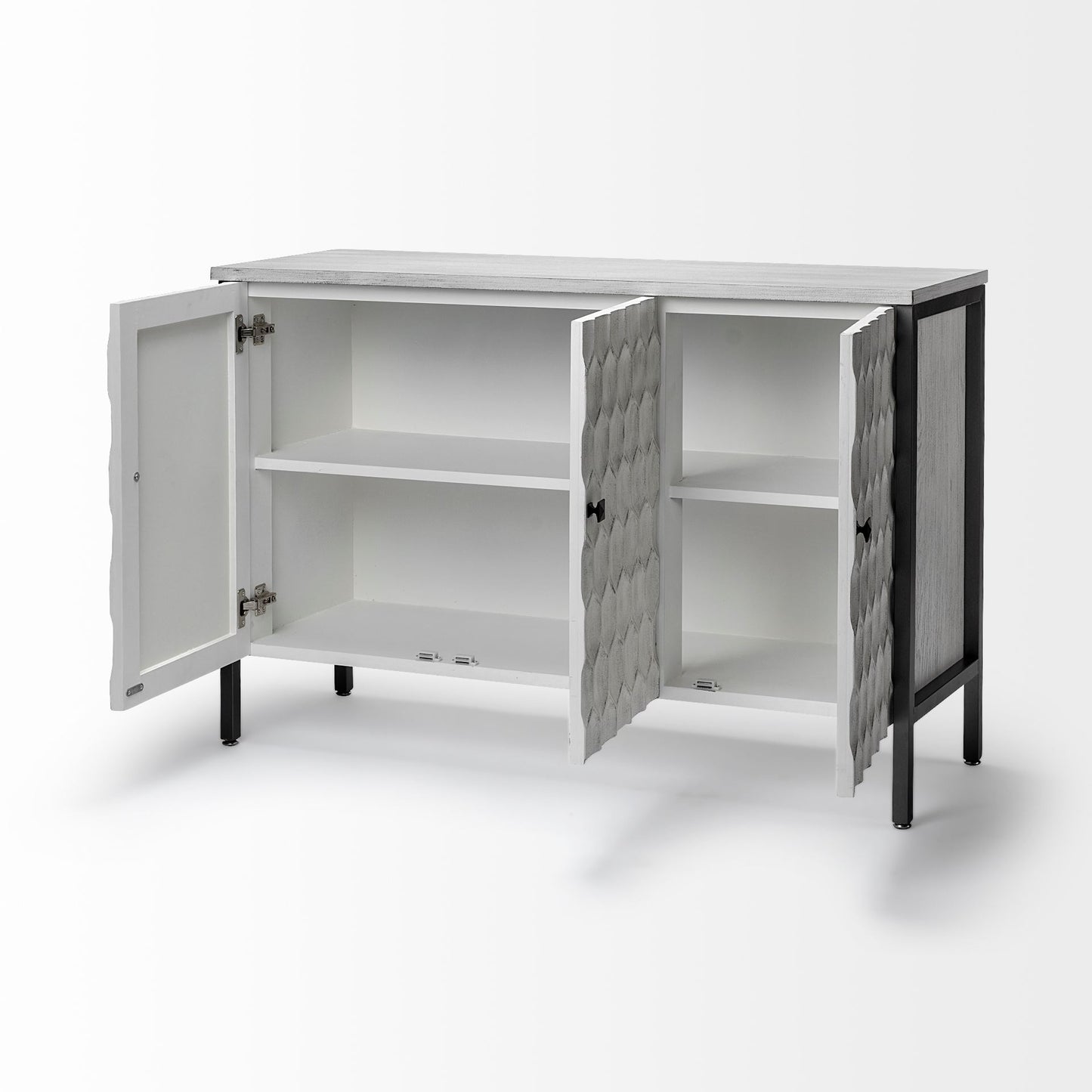 Savannah Gray Accent Cabinet 3 Door White | Gray Metal | 3 Door - acc-chest-cabinets