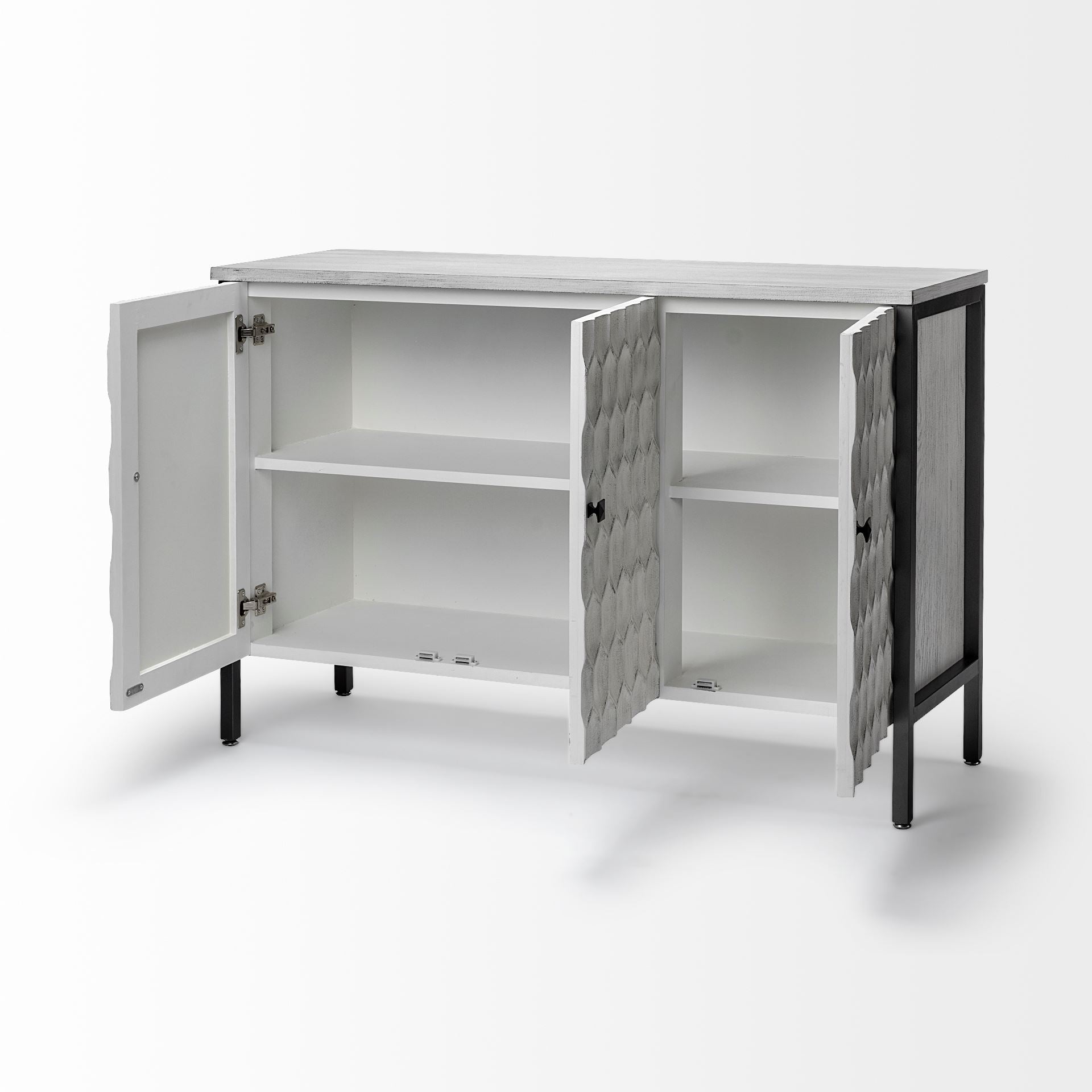 Savannah Gray Accent Cabinet 3 Door White | Gray Metal | 3 Door - acc-chest-cabinets