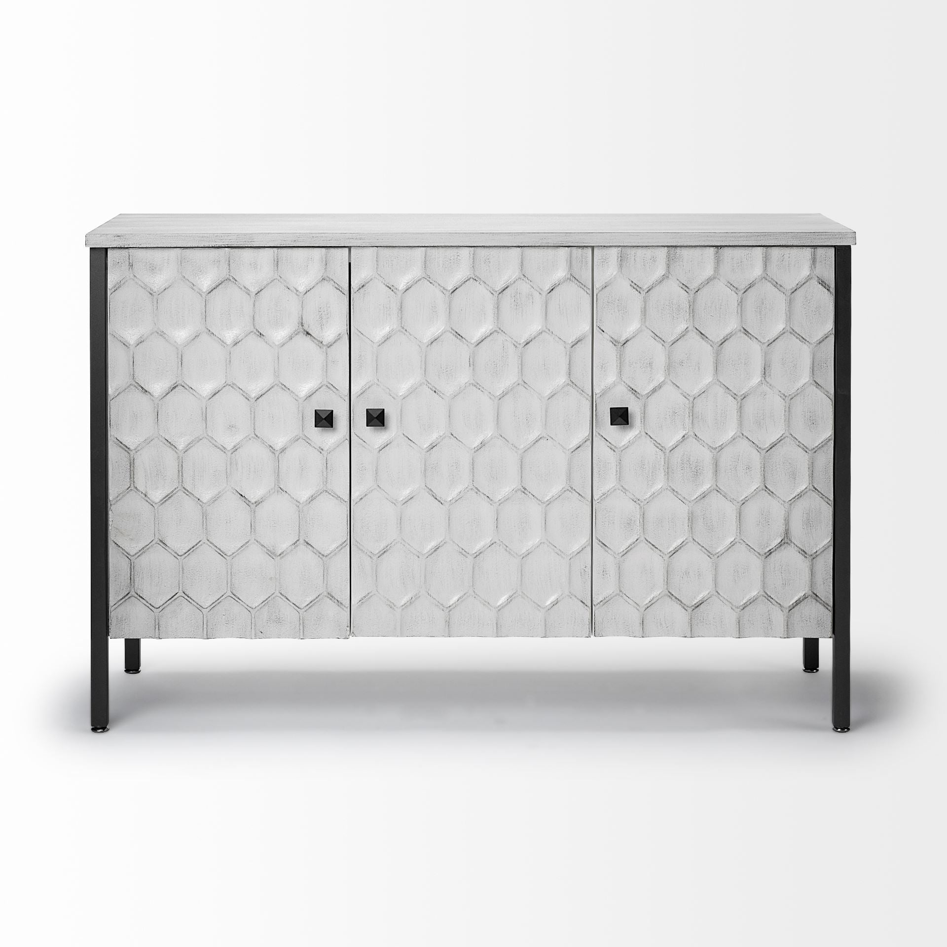 Savannah Gray Accent Cabinet 3 Door White | Gray Metal | 3 Door - acc-chest-cabinets