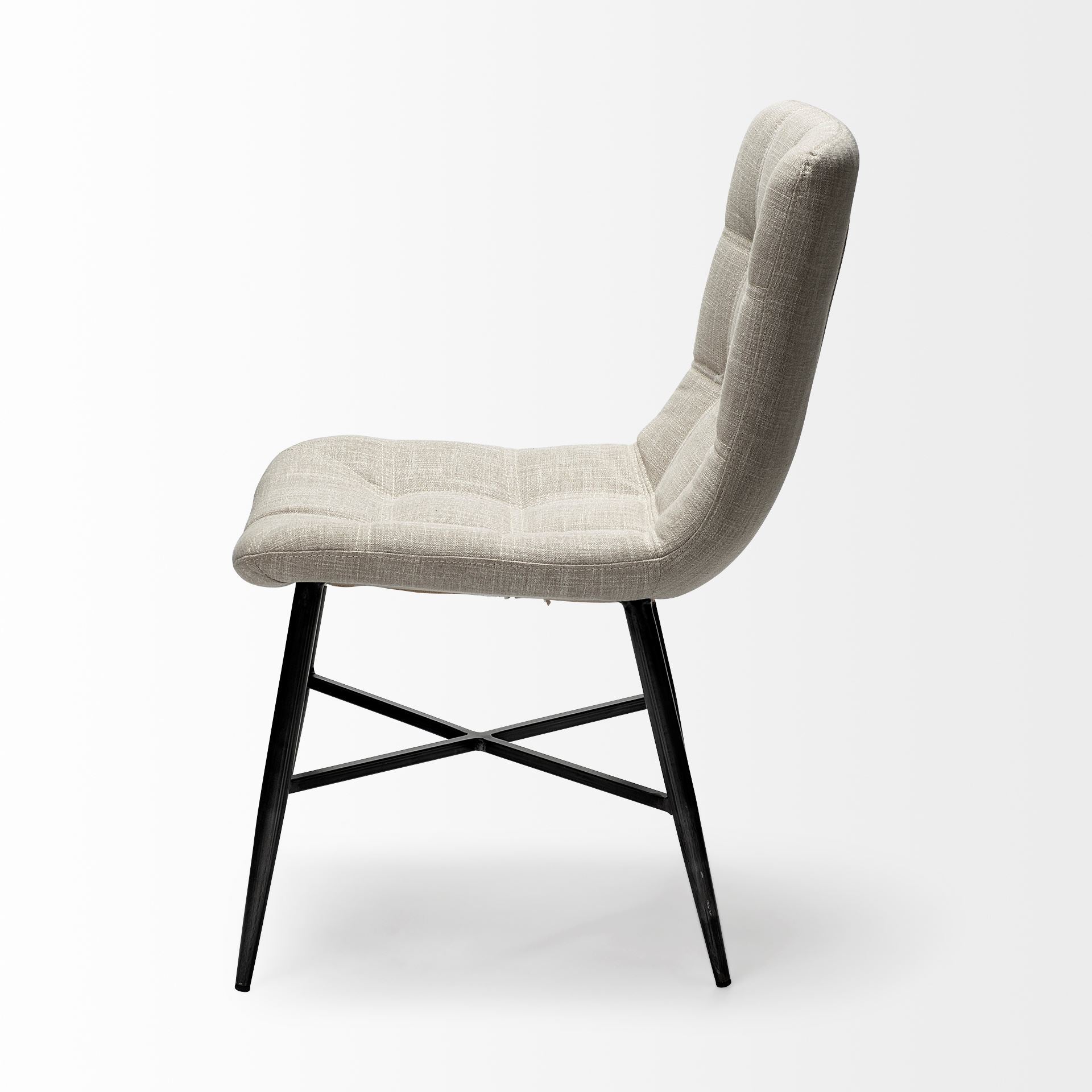 Barrow Dining Chair Beige Fabric | Black Metal - dining-chairs