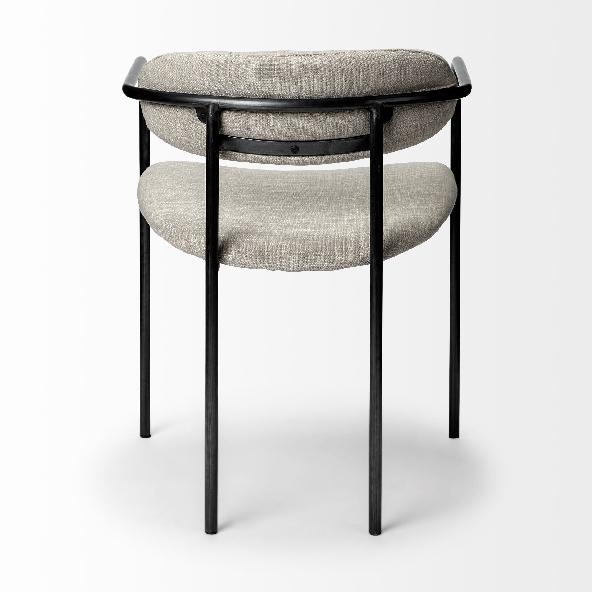 Parker Upholstered Dining Chair Beige Fabric | Gray Metal - dining-chairs