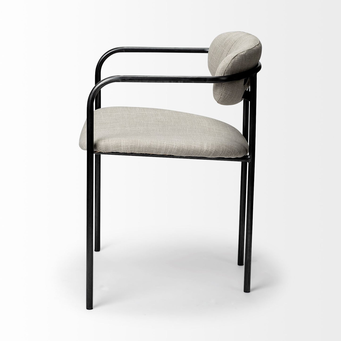 Parker Upholstered Dining Chair Beige Fabric | Gray Metal - dining-chairs