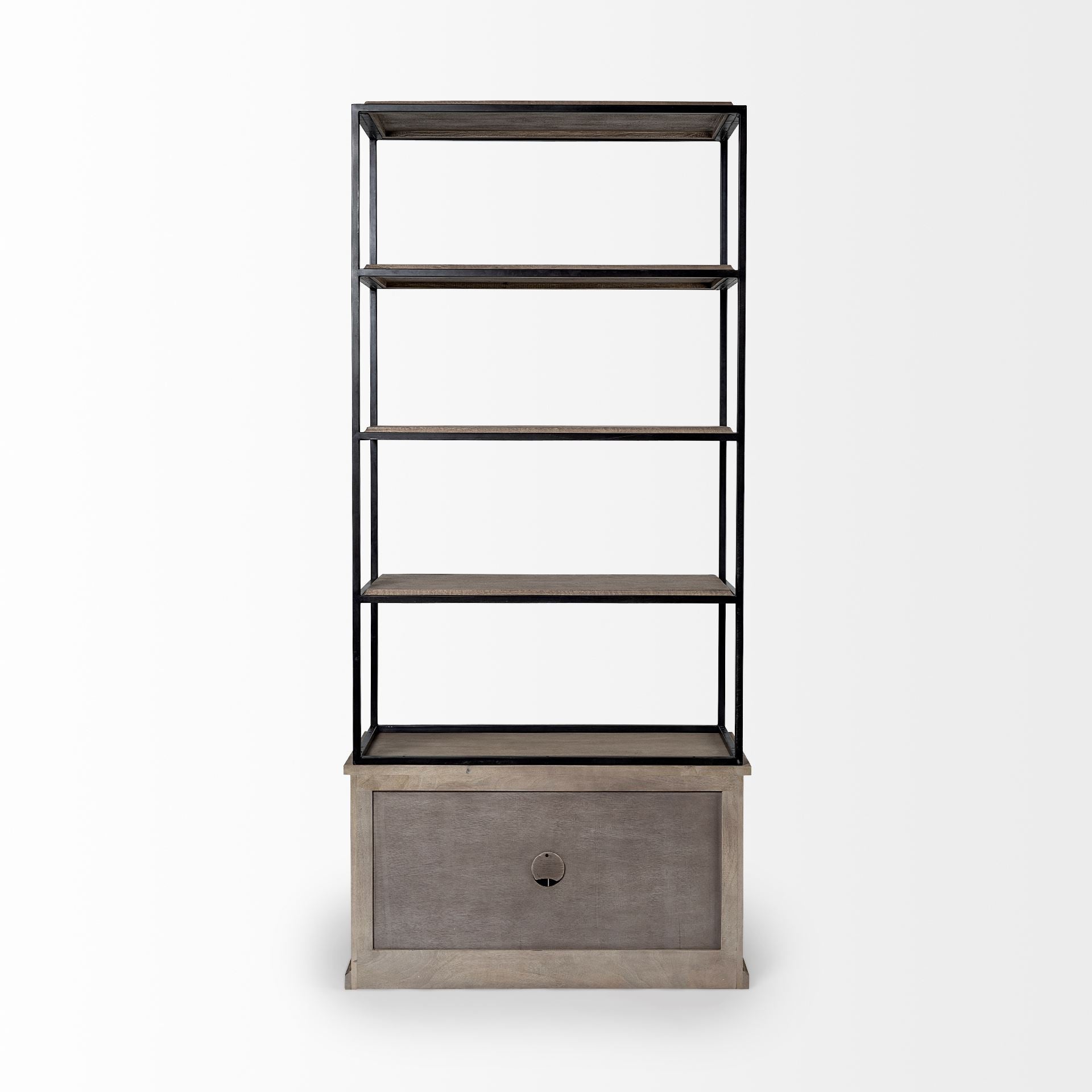 Braxton Shelving Unit Light Brown Wood | Black Metal | 42L - shelving