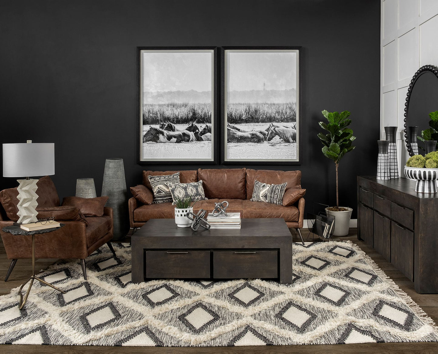 Pinera Accent Table Black Slate | Silver Iron - accent-tables