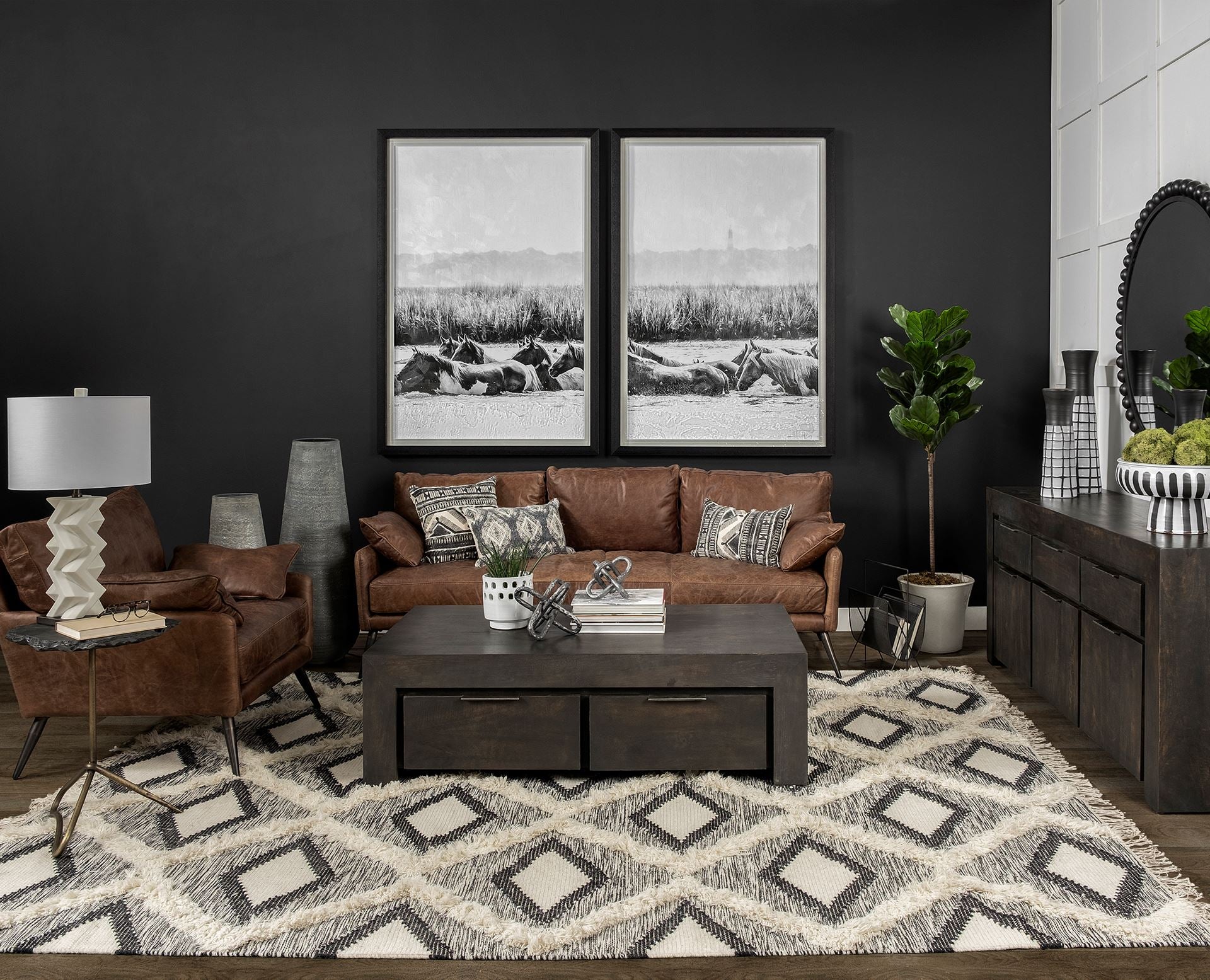 Pinera Accent Table Black Slate | Silver Iron - accent-tables