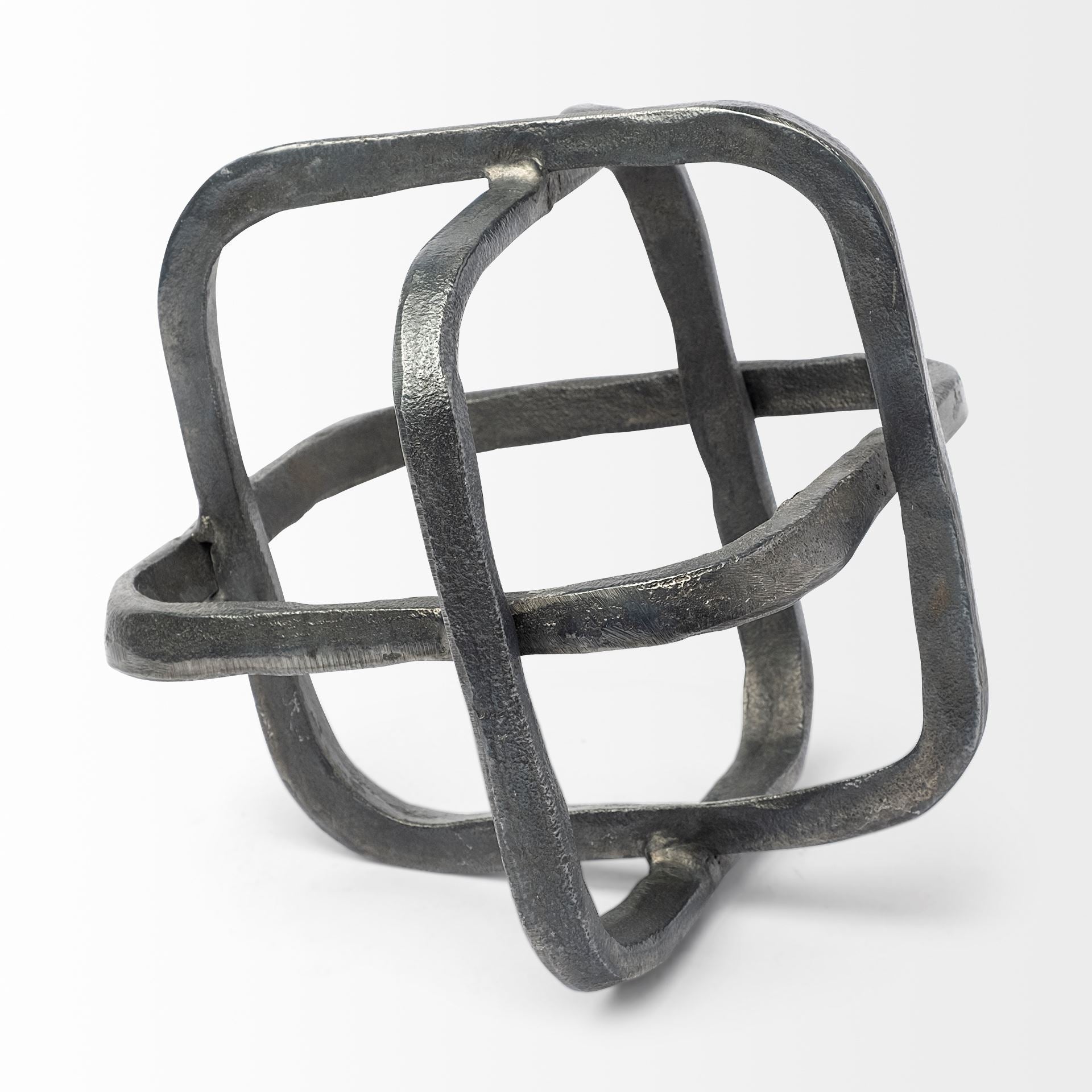 Willem II 9L x 9W Silver Metal Open Cube Decor Object