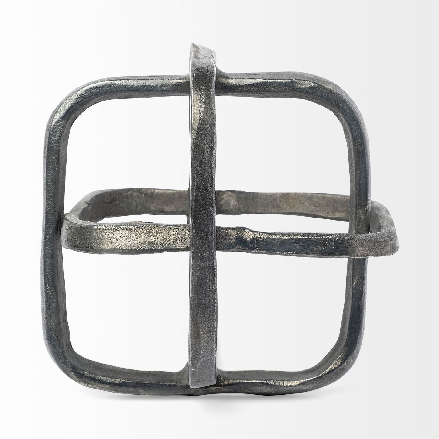 Willem II 9L x 9W Silver Metal Open Cube Decor Object