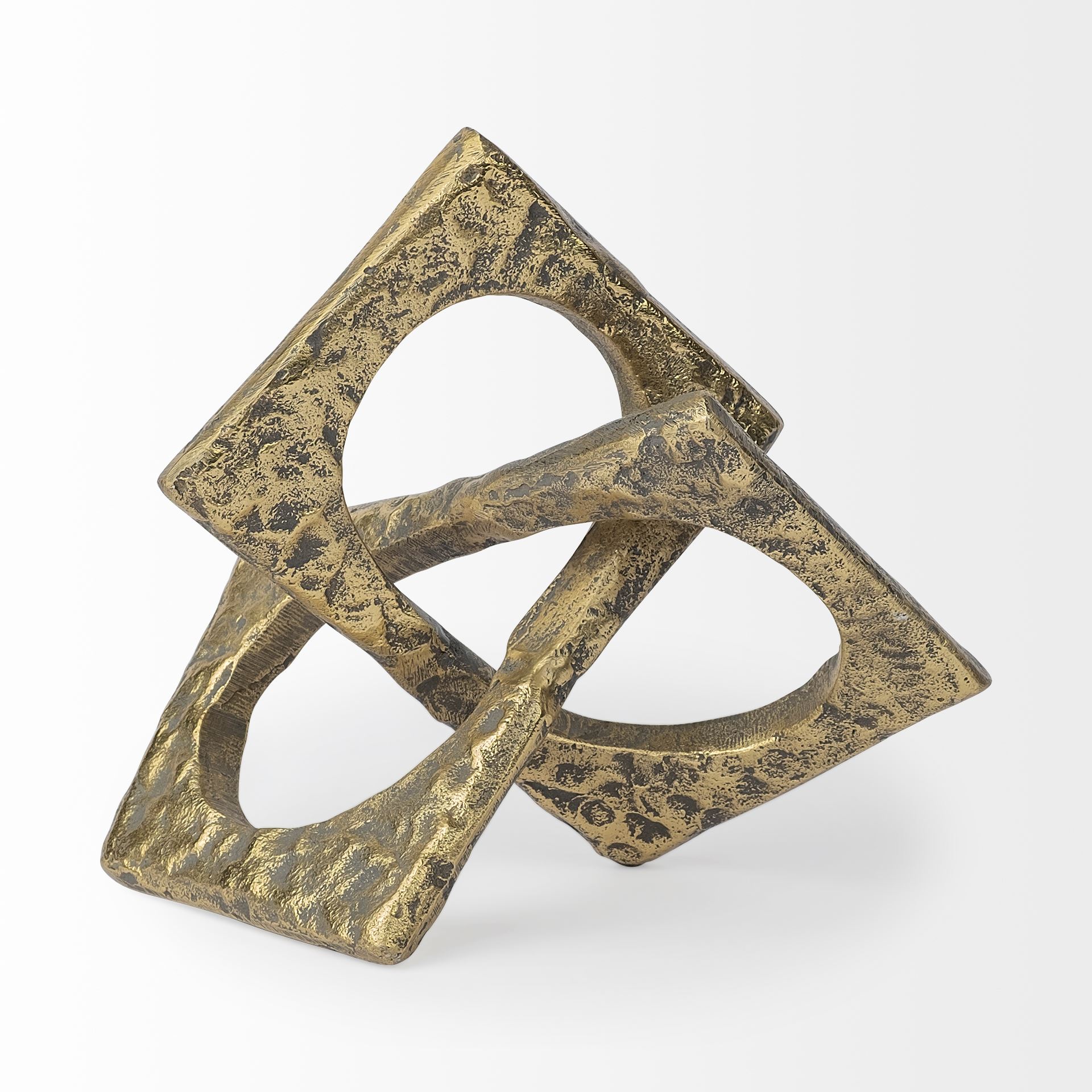 Delaunay I (Large) 10L X9W Gold Hammered Metal Interlinked Patterned