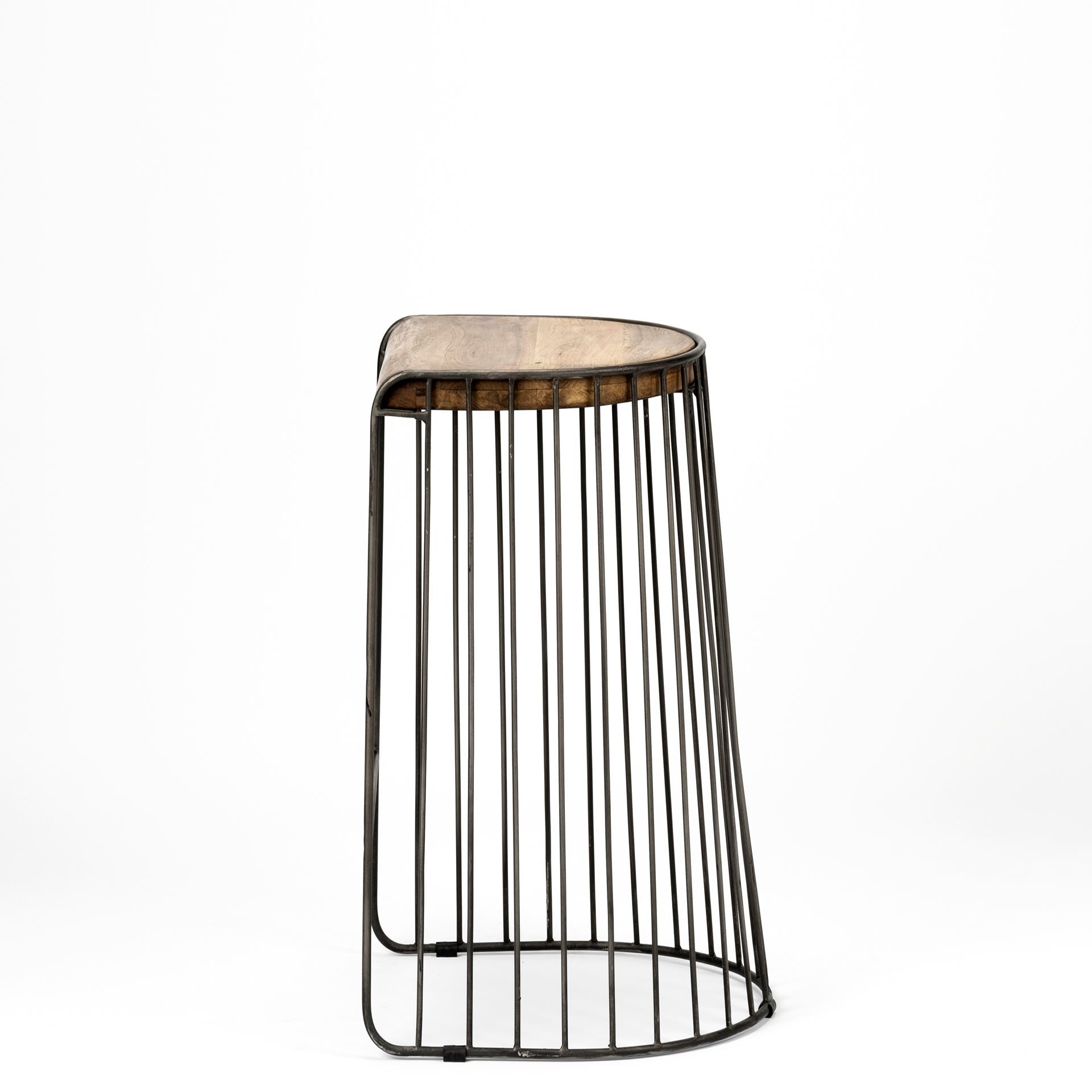Seagram Wood Seat Bar Counter Stool Brown Wood | Black Metal | Bar - bar-stools