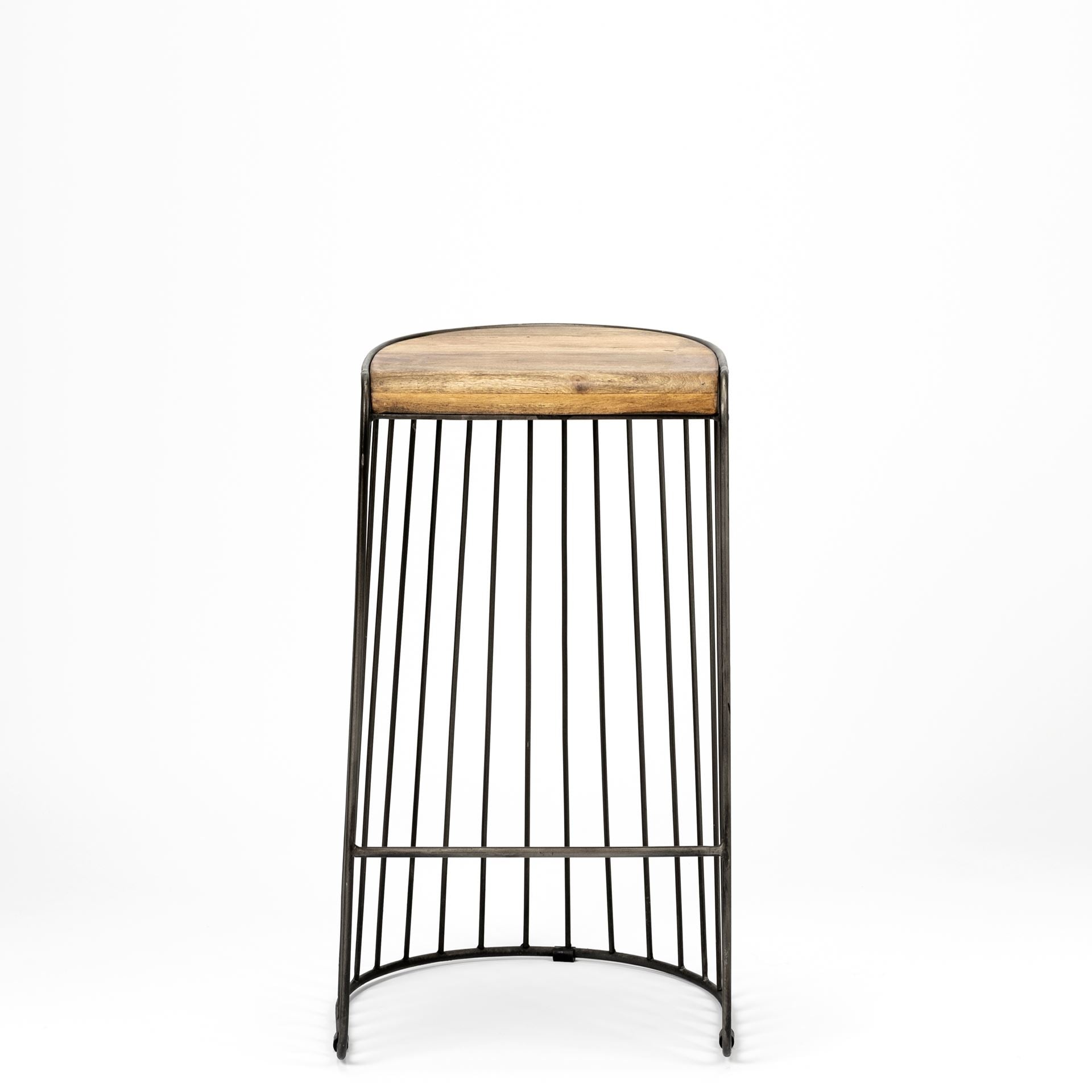 Seagram Wood Seat Bar Counter Stool Brown Wood | Black Metal | Bar - bar-stools