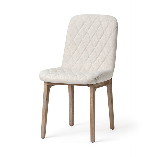 David Dining Chair Cream Fabric | Brown Wood - dining-chairs