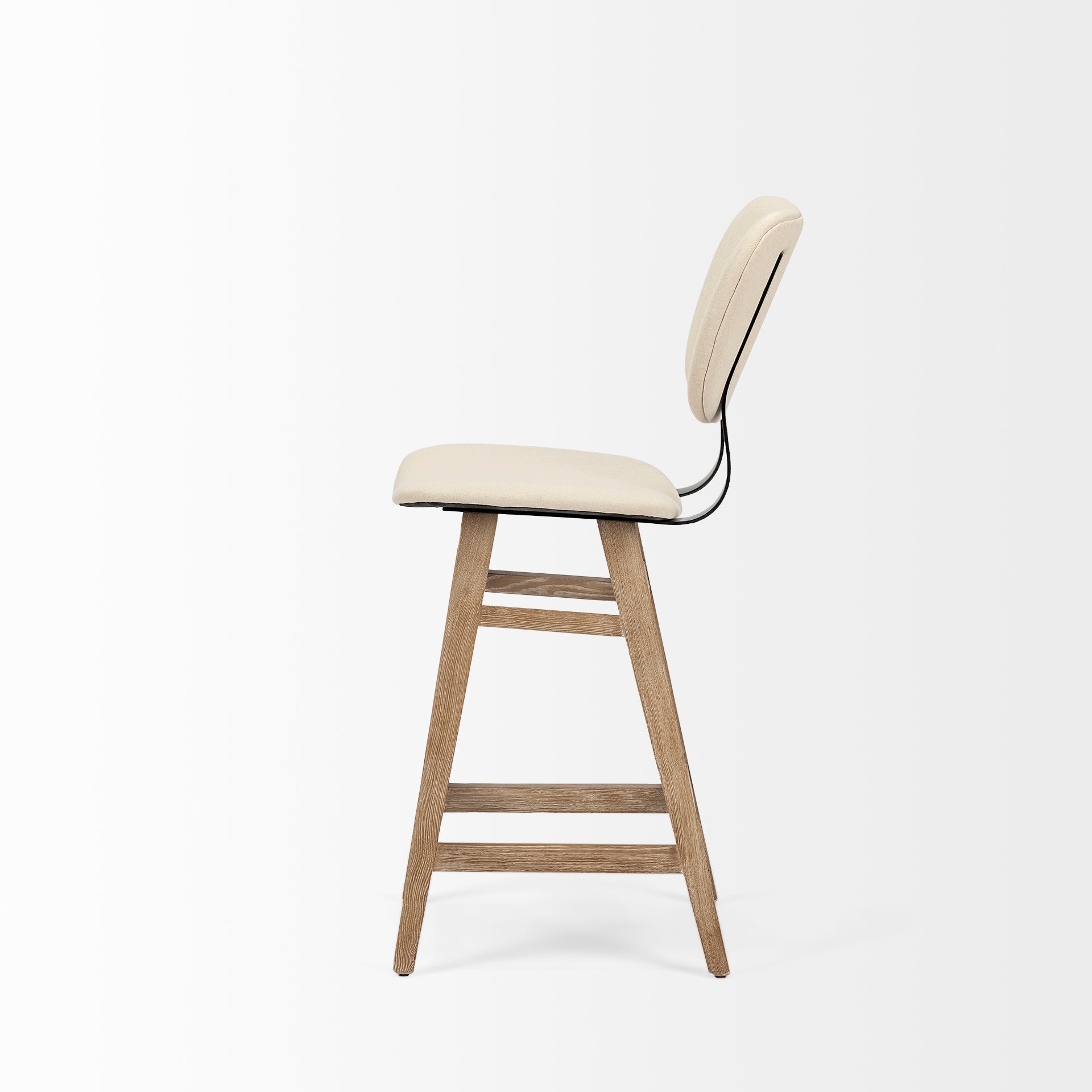 Haden Bar Counter Stool Cream Fabric | Brown Wood | Counter - bar-stools