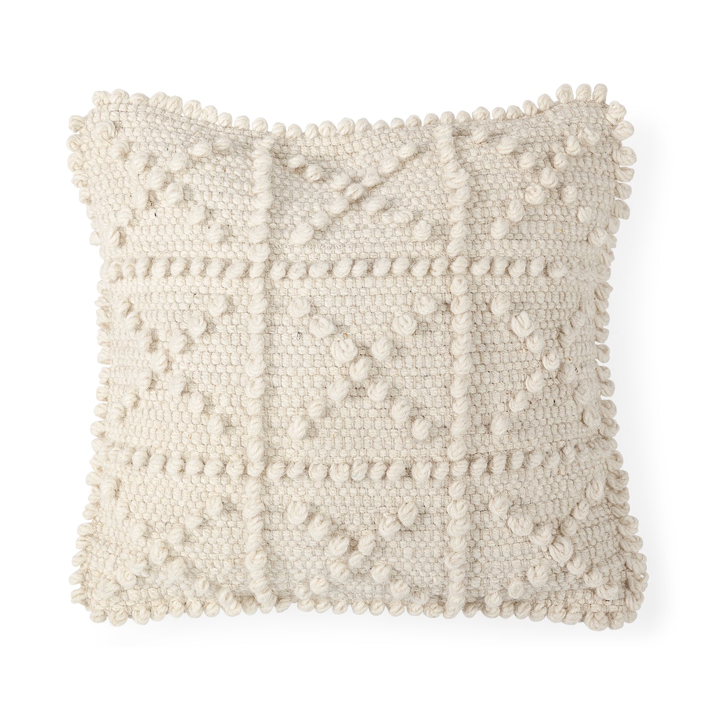 Leroy 18x18 Cream Raised Pattern Detail Pillow Cover