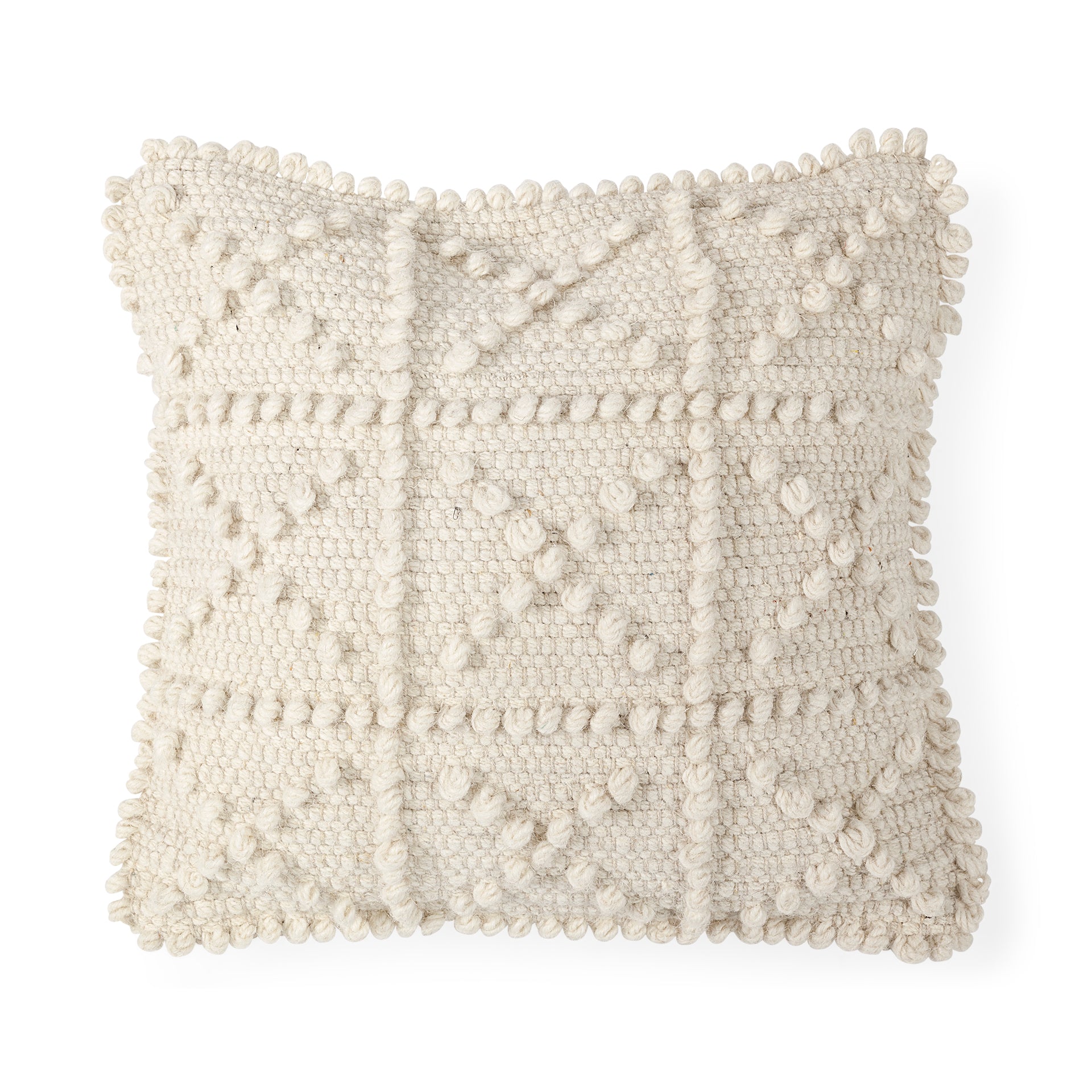 Leroy 18x18 Cream Raised Pattern Detail Pillow Cover