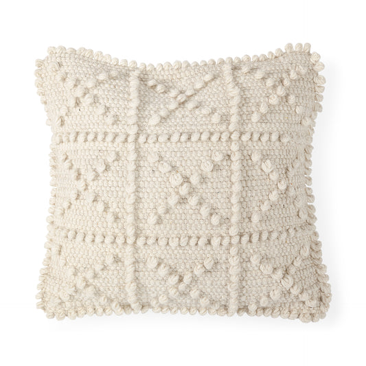 Leroy 18x18 Cream Raised Pattern Detail Pillow Cover