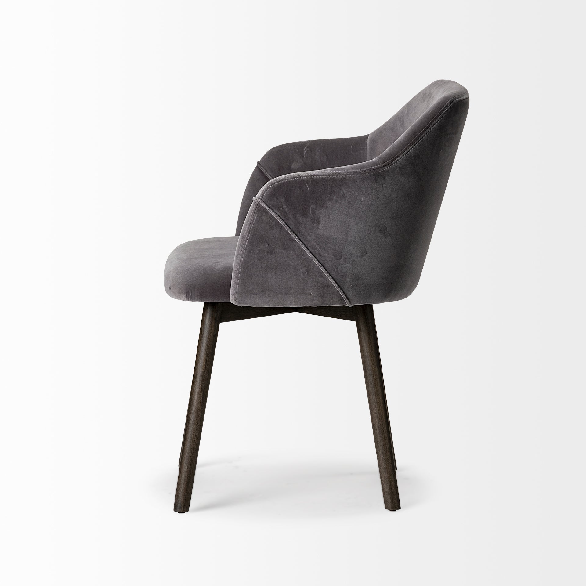 Ronald Dining Chair Gray Velvet | Black Wood (Armchair) - dining-chairs