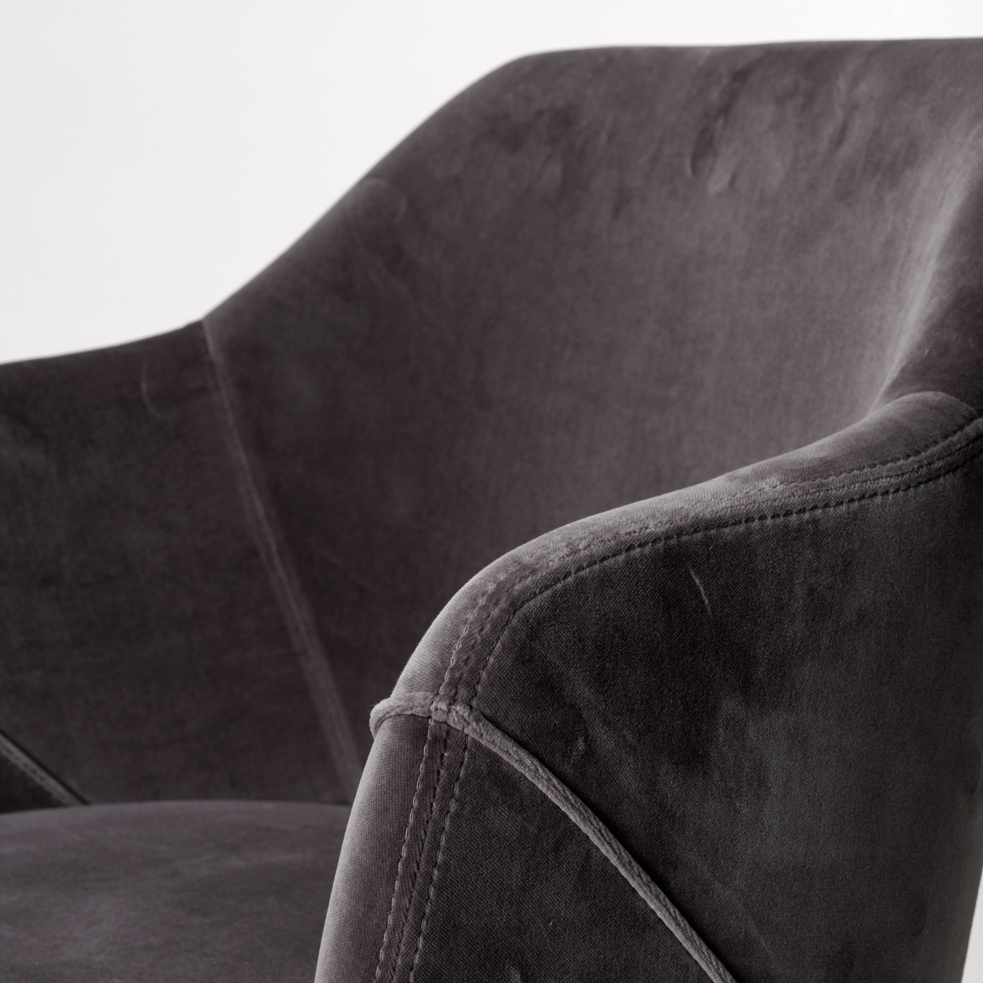 Ronald Dining Chair Gray Velvet | Black Wood (Armchair) - dining-chairs