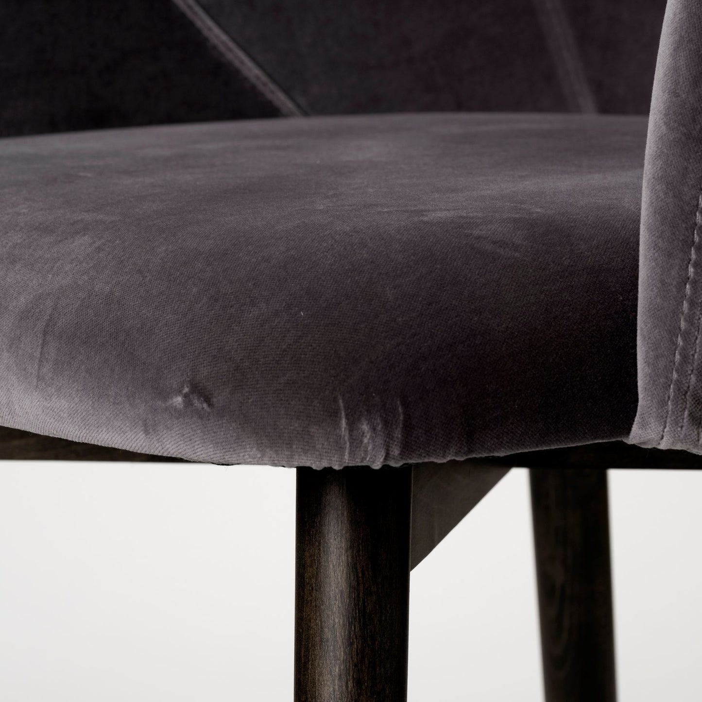 Ronald Dining Chair Gray Velvet | Black Wood (Armchair) - dining-chairs