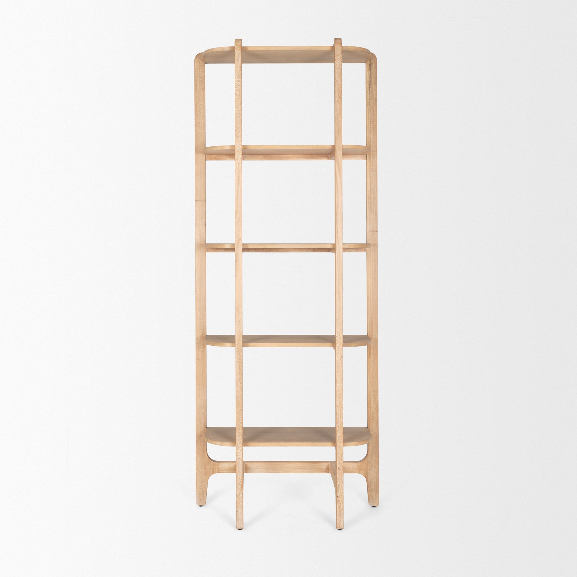 Taylin Light Brown Solid Wood Open Bookshelf