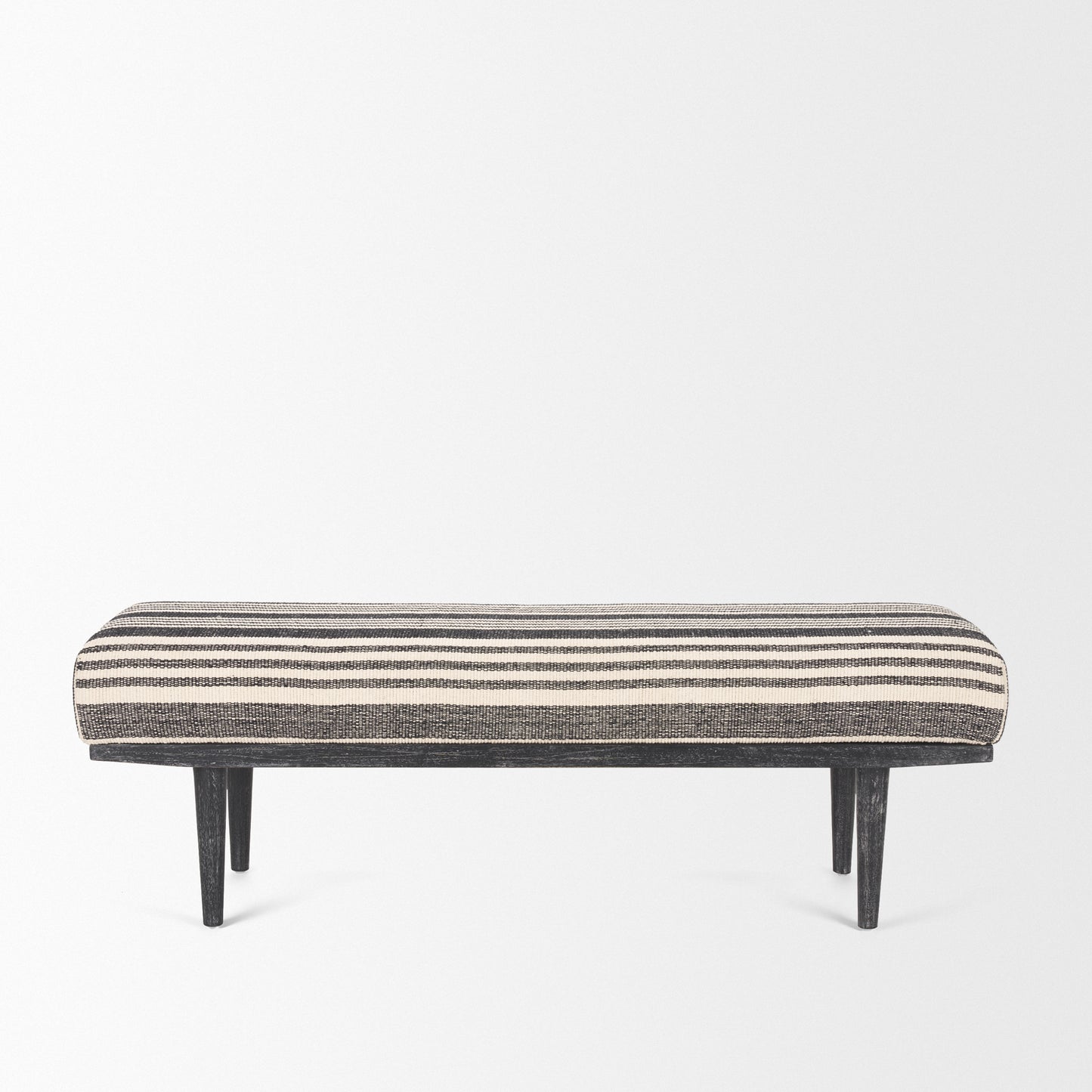 Shae Black Wood w/ Black and Cream Upholstered Bench