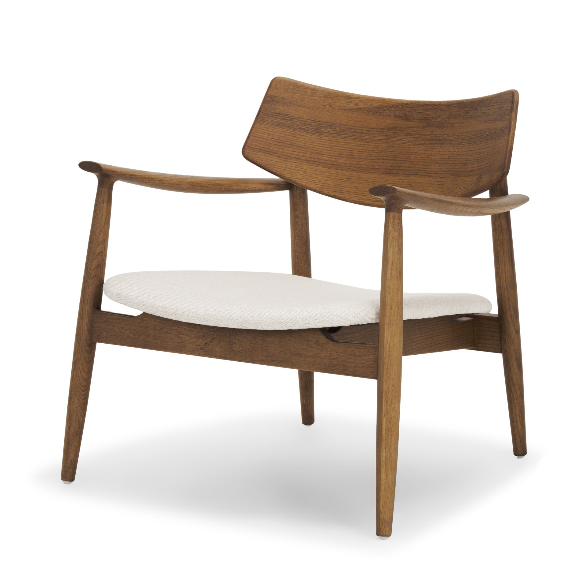 Haggen Upholstered Accent Chair Medium Brown Wood | Cream Fabric - accent-chairs