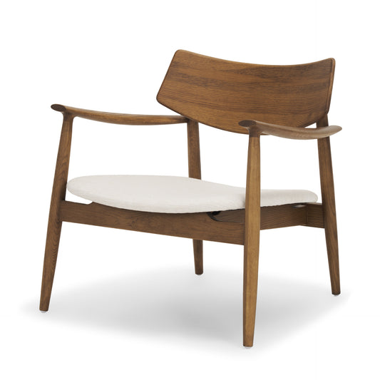 Haggen Upholstered Accent Chair Medium Brown Wood | Cream Fabric - accent-chairs