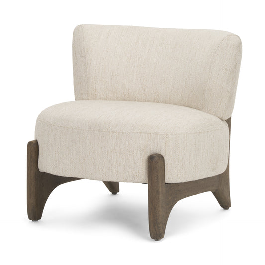 Vyra Upholstered Accent Chair Dark Brown Wood | Cream Fabric - accent-chairs