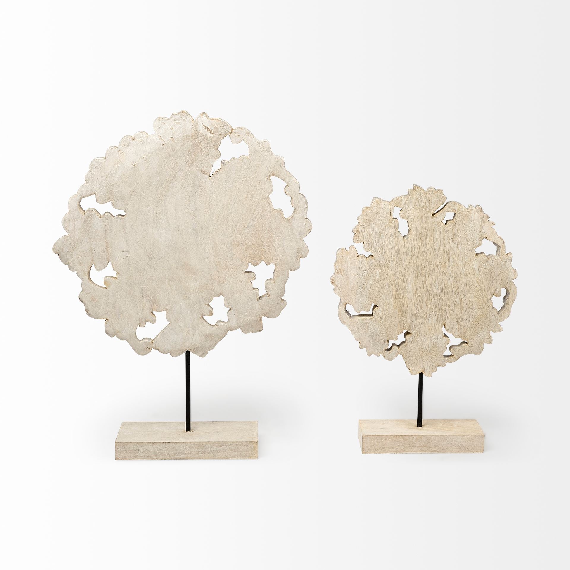 Kamara II (Large) 16L x 4W White Washed Wood W/Antiqued Silver  Botanical Decorative Object
