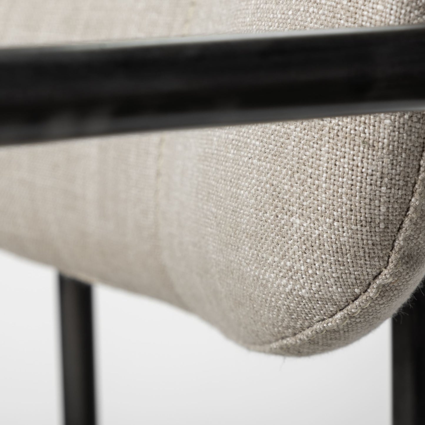 Parker Upholstered Dining Chair Beige Fabric | Gray Metal - dining-chairs
