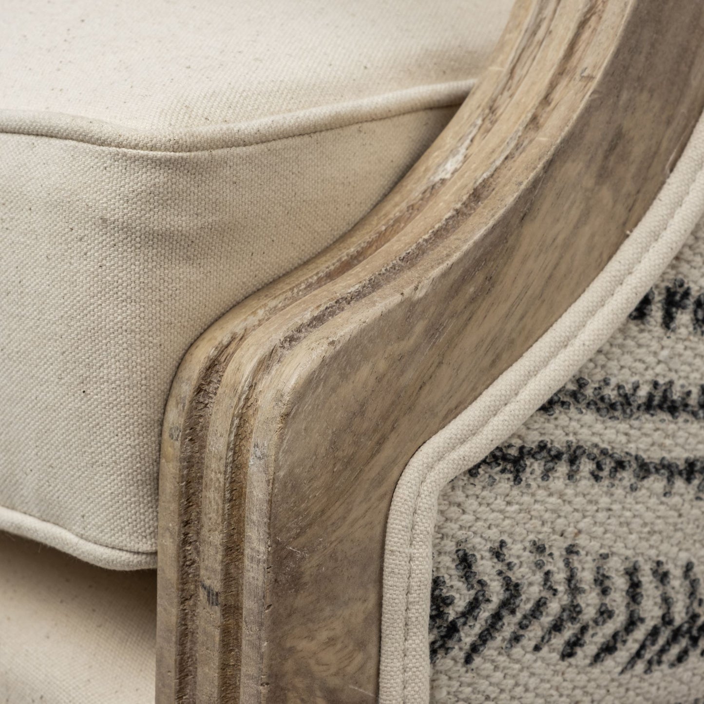 Elizabeth Upholstered Accent Chair Cream Fabric | Brown Wood - accent-chairs