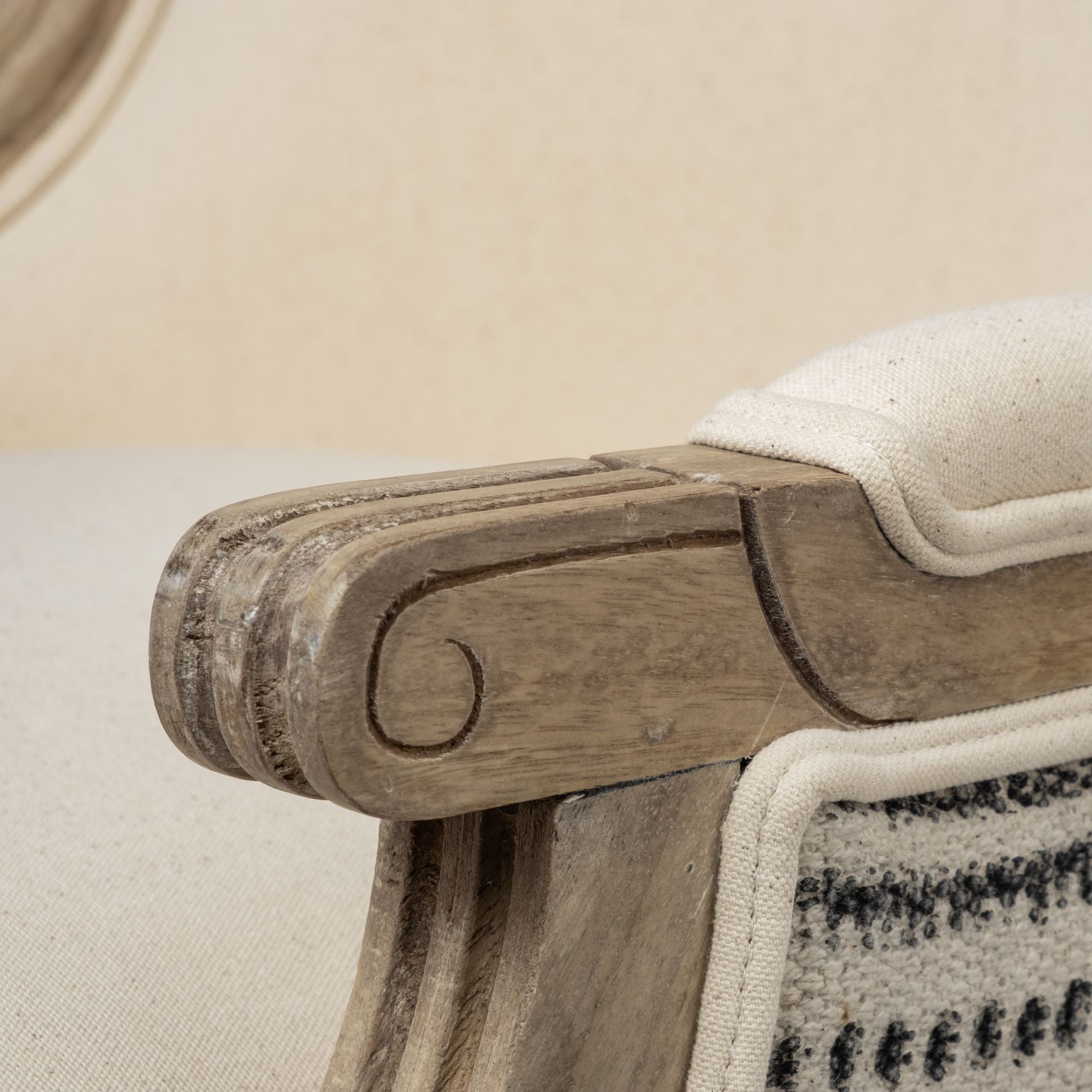 Elizabeth Upholstered Accent Chair Cream Fabric | Brown Wood - accent-chairs