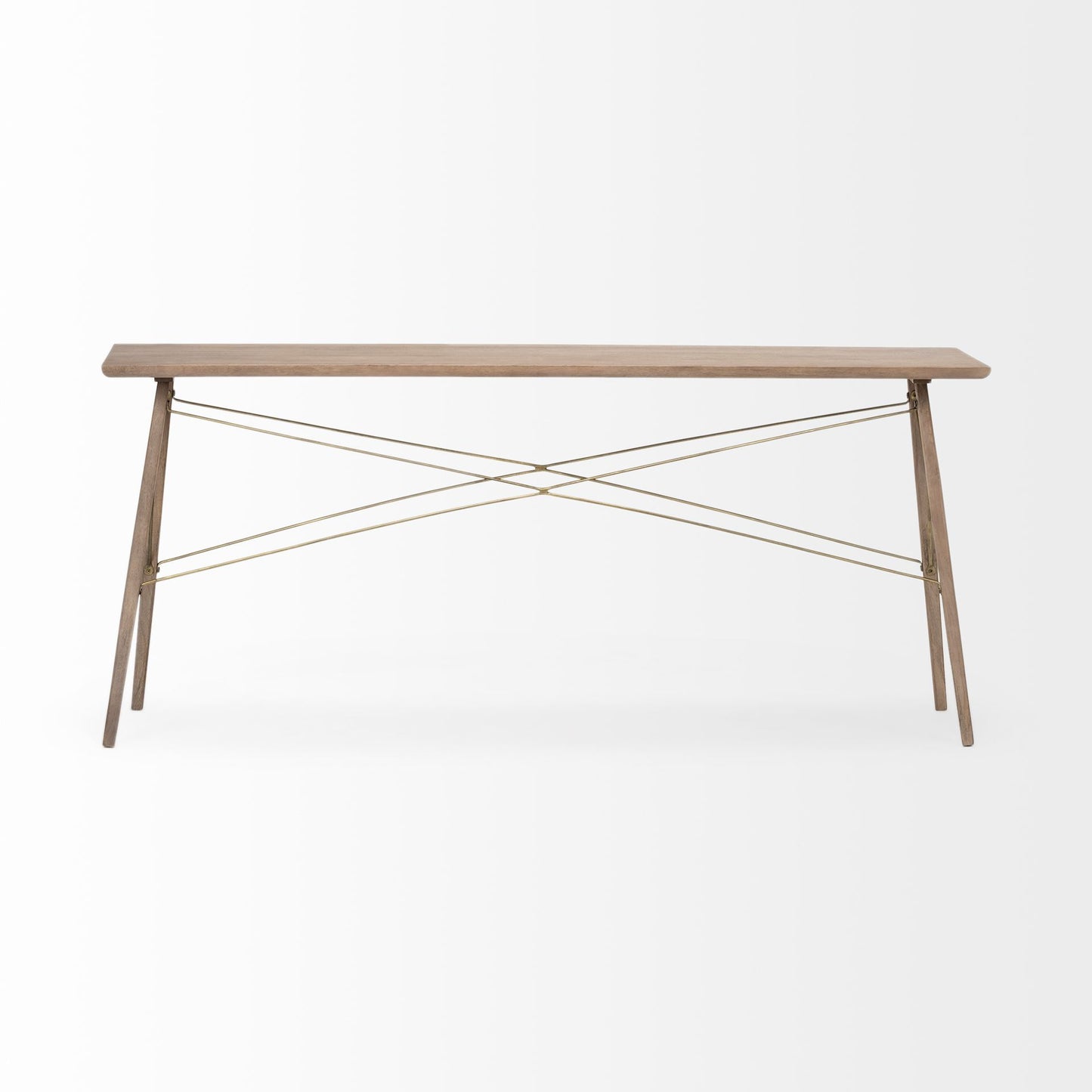 Kirby I 66L x 16W Brown Wooden Cross Braced Console Table