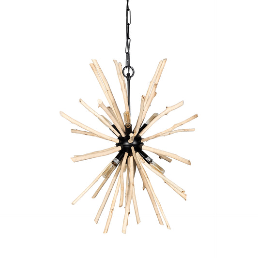 jules chandelier Blonde Wood | Black Metal - chandeliers