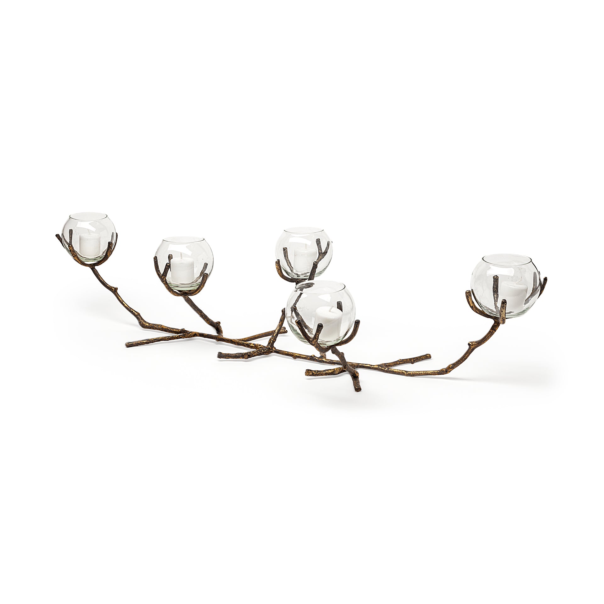 Vine II Distressed Gold Metal Creeper Five Candle Table Candle Holder