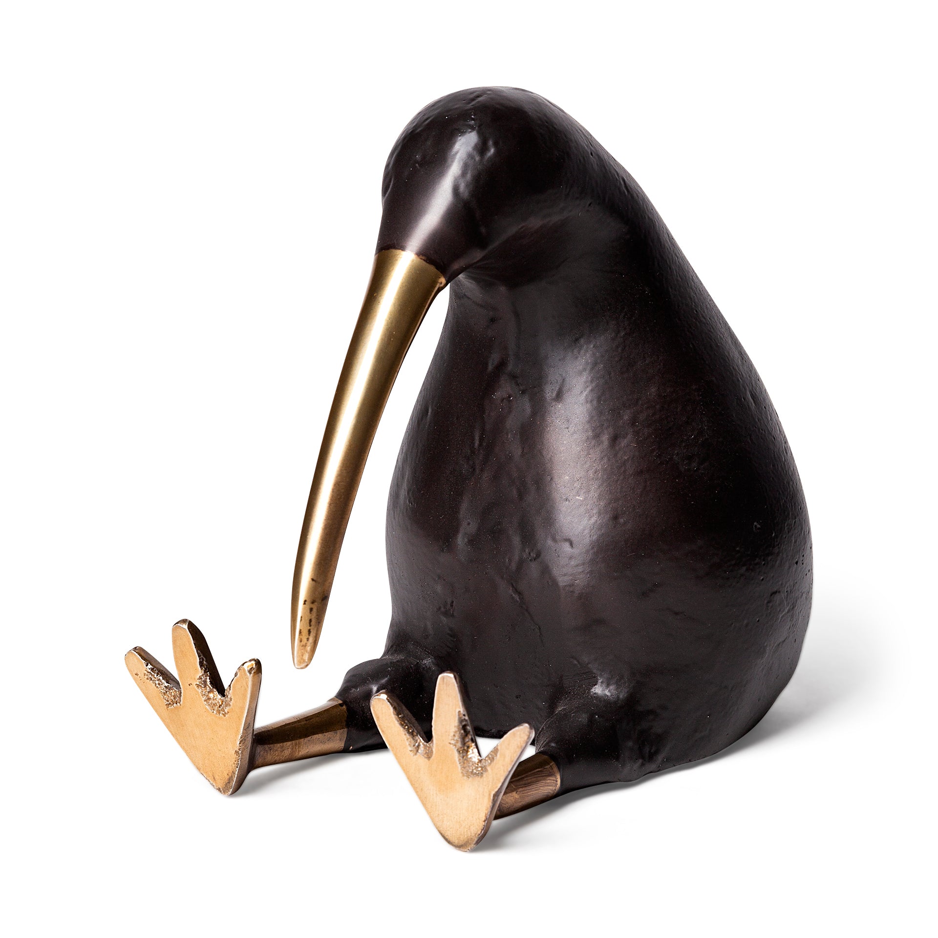 Dodo Kiwi 7L x 4W Black Cast Aluminum Mauritian Bird Sculpture
