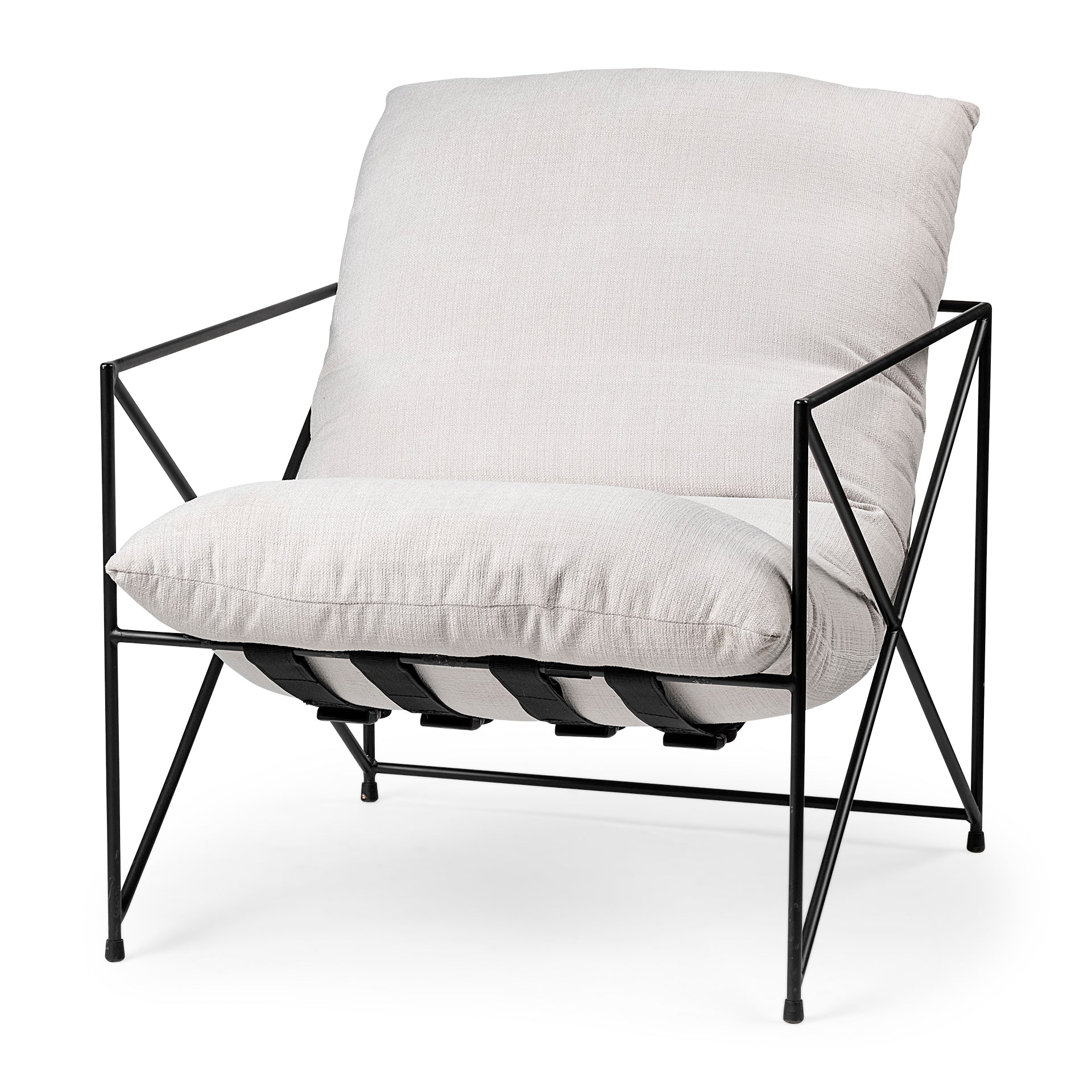 Leonidas Accent Chair Cream Fabric | Black Metal - accent-chairs