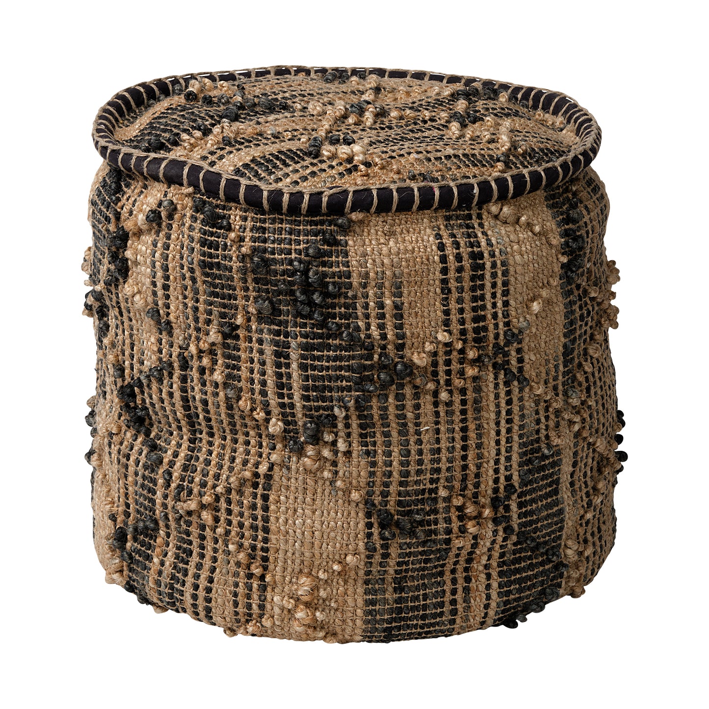 Riley Pouf Tan/Black Wool - poufs