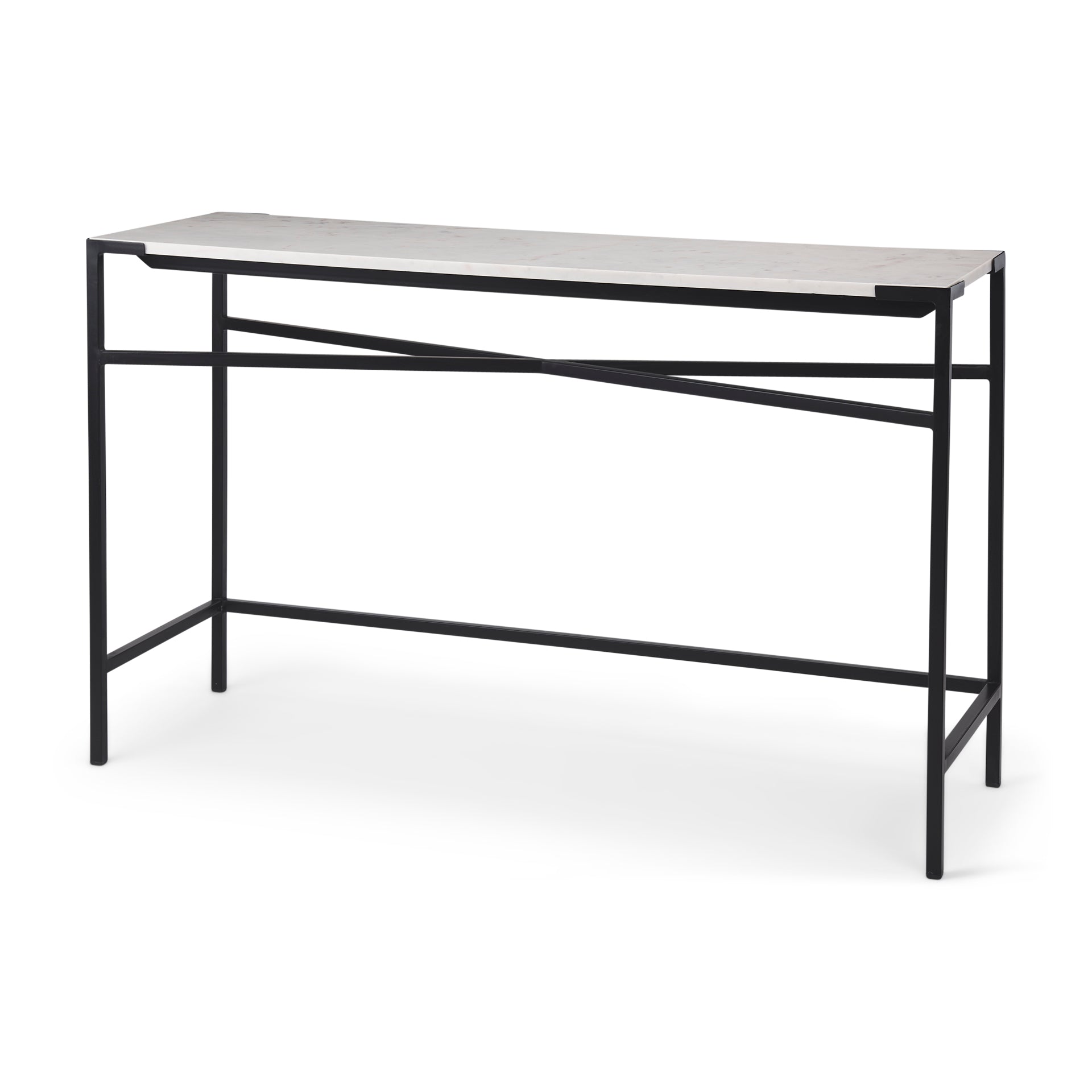 Lucas Console Table White Marble | Black Metal - console-tables