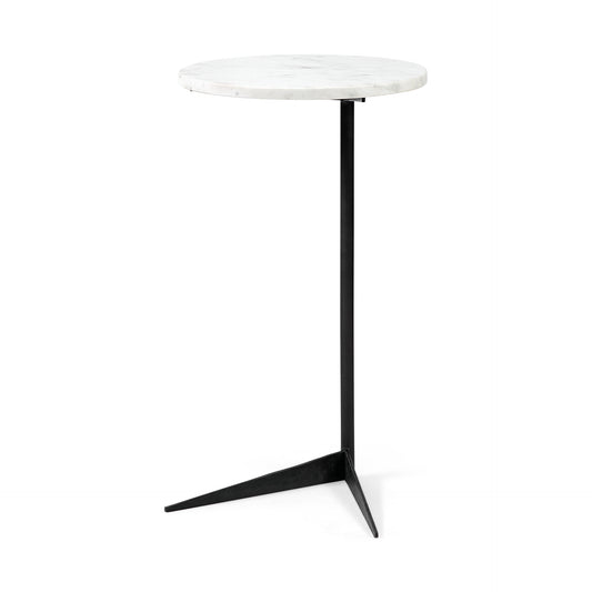 Ballatine Accent Table White Marble | Black Metal - accent-tables