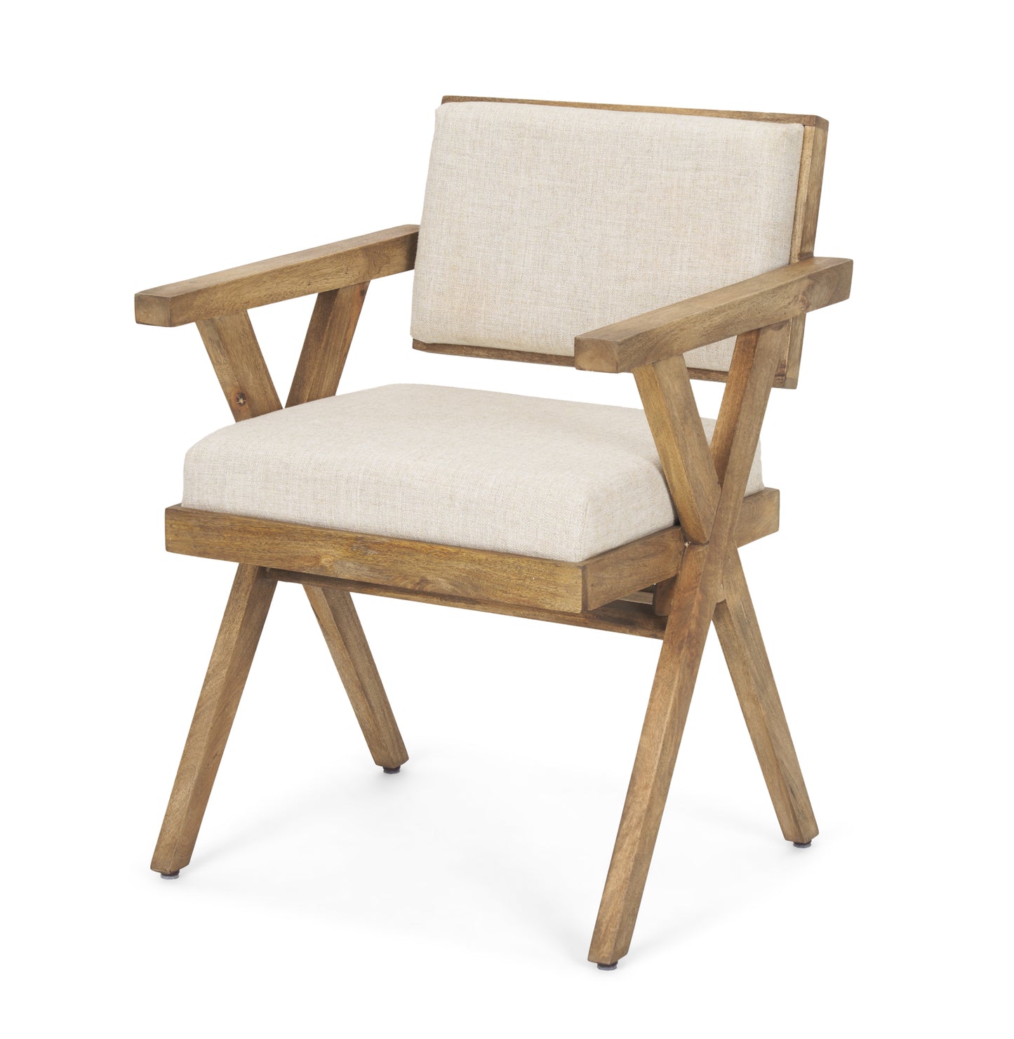 Topanga Dining Chair Cream | Medium Brown Wood - dining-chairs