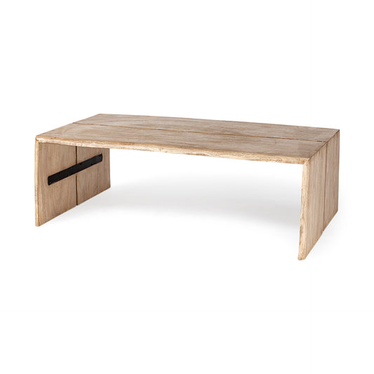 San Andreas 48x30.5 Rectangular Brown Solid Wood Top and Base Coffee Table