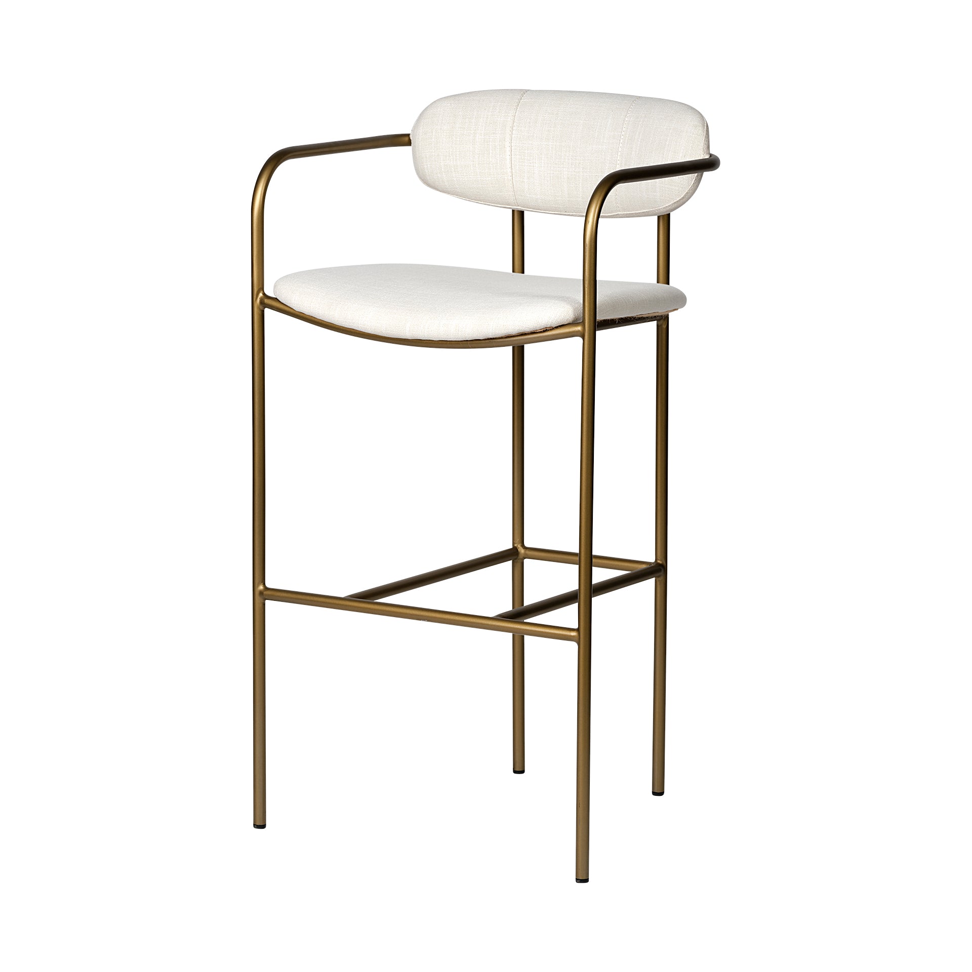 Parker Bar Counter Stool Cream Fabric | Gold Metal | Bar - bar-stools