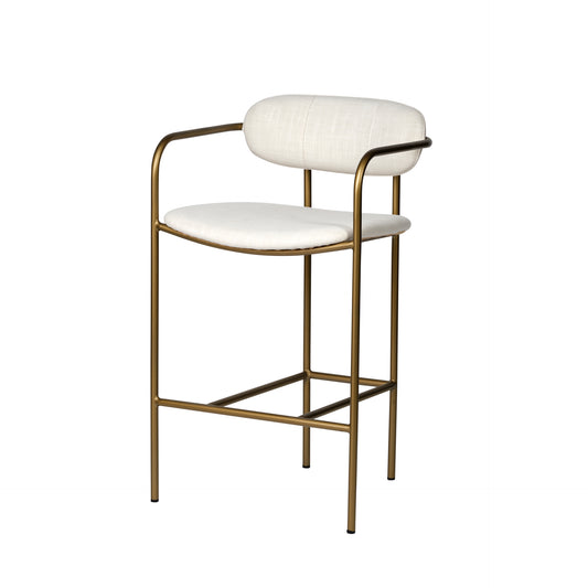 Parker Upholstered Seat Bar Counter Stool Cream Fabric | Gold Metal | Counter - bar-stools